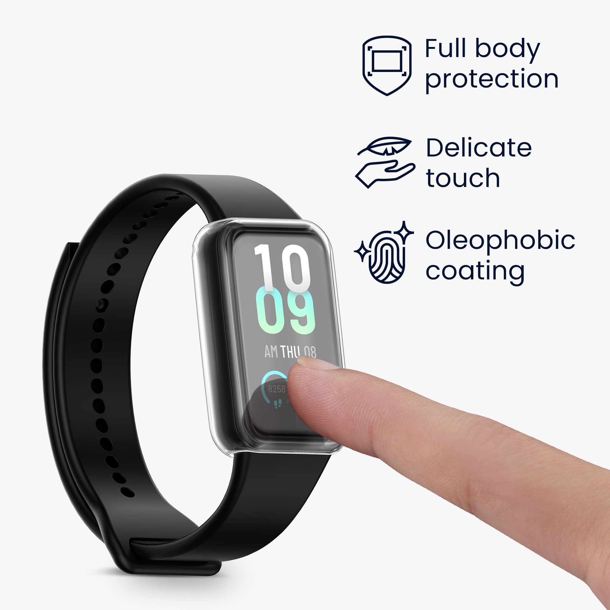 Sada 2 krytů s ochranou displeje pro Amazfit Band 7 kwmobile - transparentní a černá 