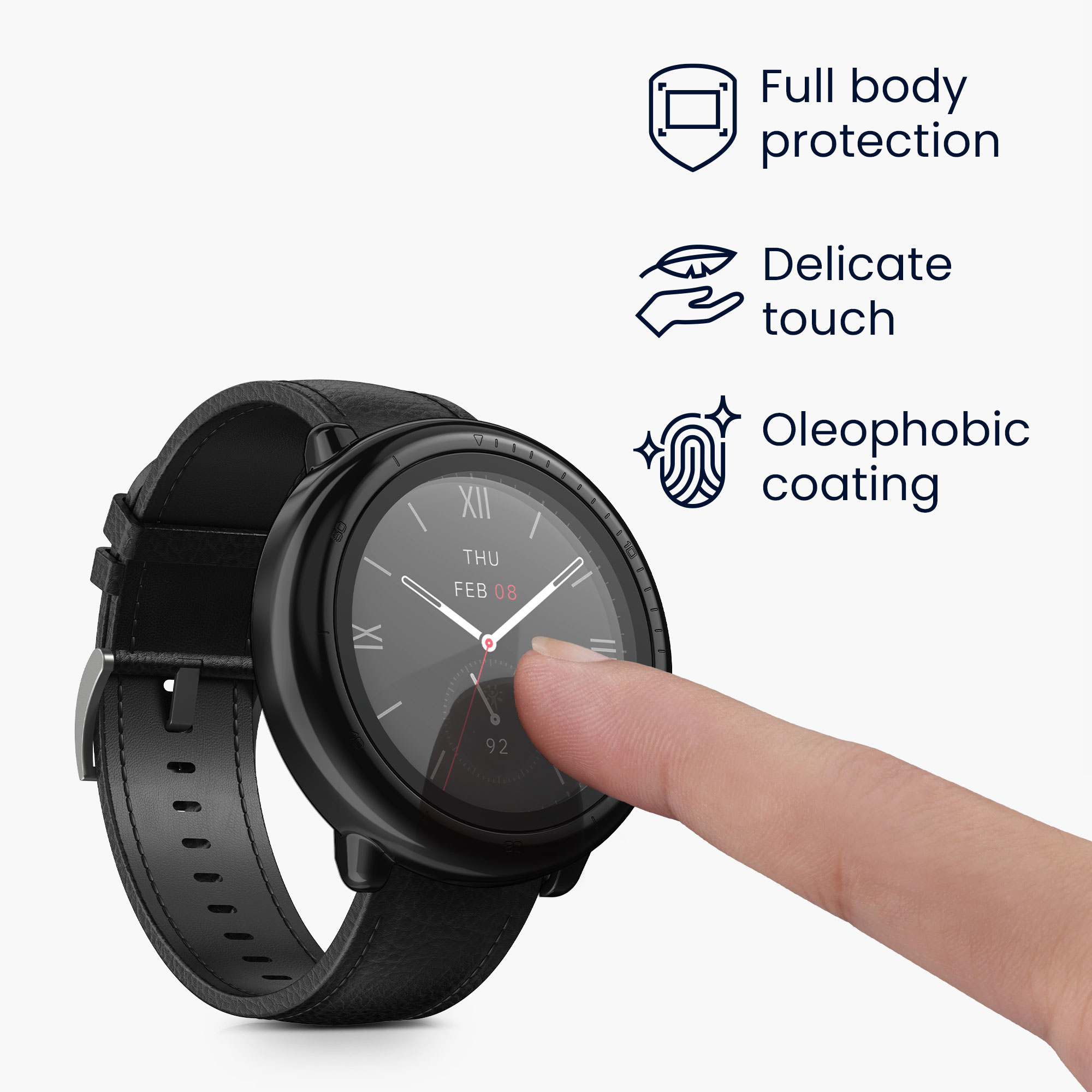 Sada 2 krytů s ochranou displeje pro Amazfit Active2 (A2437) kwmobile - černá a béžová