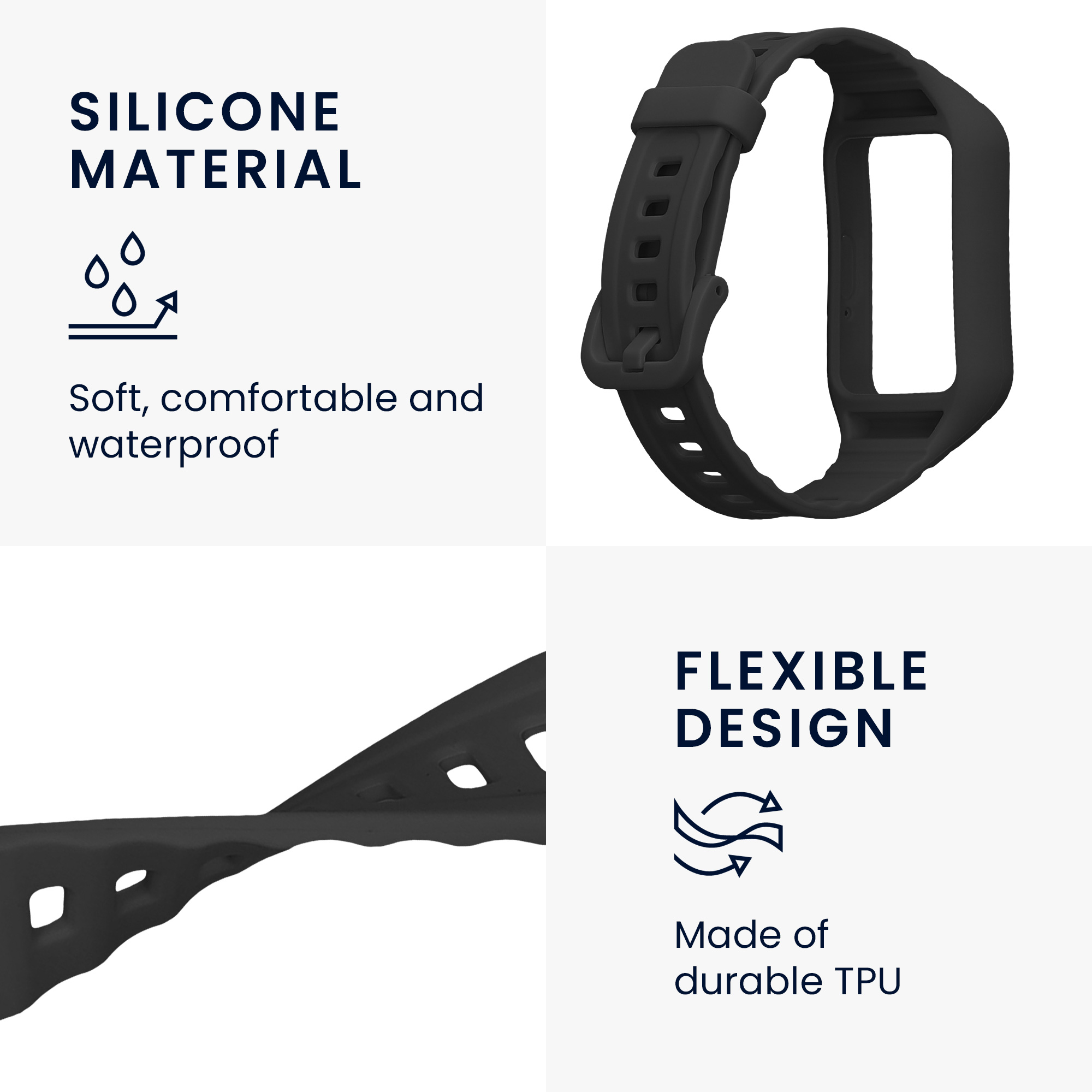 Silikonový řemínek na chytré hodinky Samsung Galaxy Fit 3 kwmobile černý