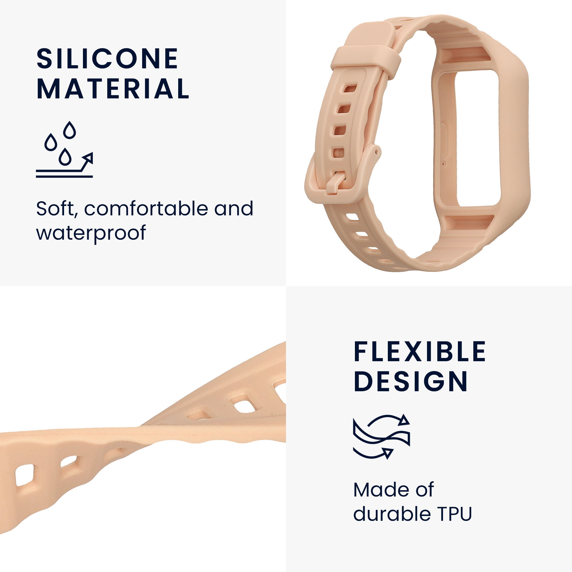 Silikonový řemínek na chytré hodinky Samsung Galaxy Fit 3 kwmobile pudrově růžový