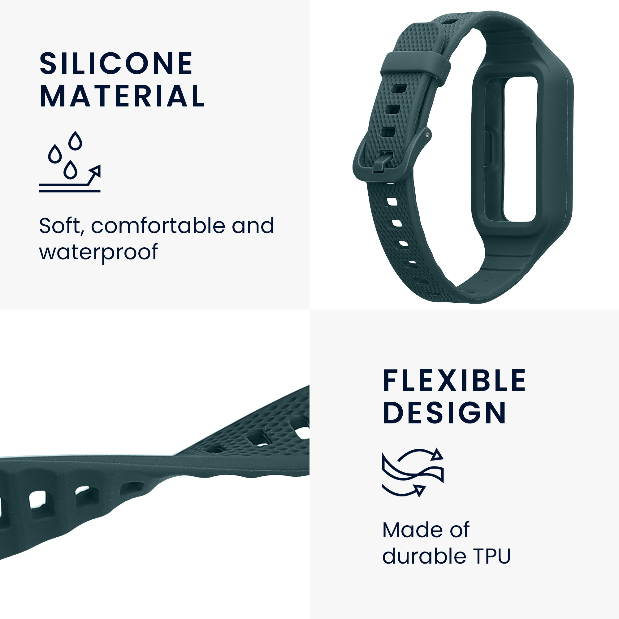 Sada silikonových řemínků na chytré hodinky Huawei Band 9 / Band 8 7 6 Pro / Honor Band 7 6 modrozelené