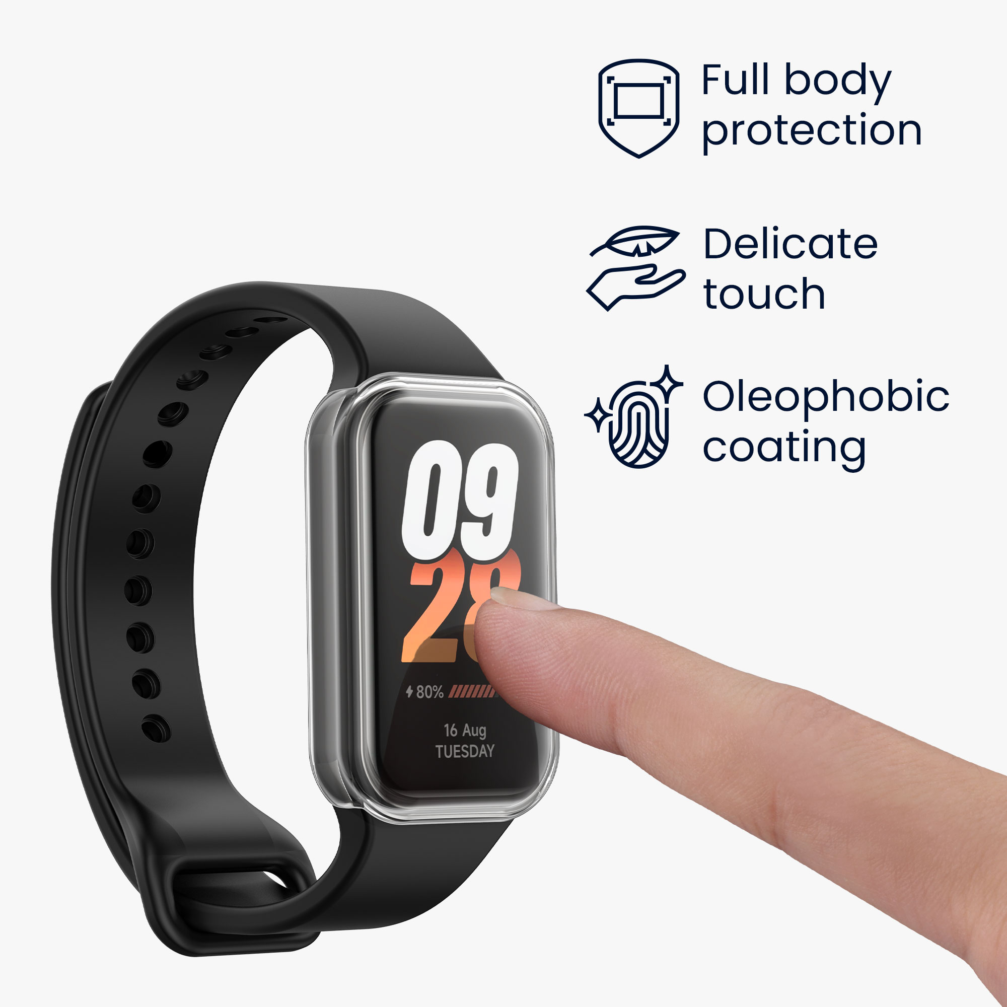 2x Ochranná fólie Xiaomi Smart Band 8 Active / Redmi Band 2 kwmobile - transparentní / černá