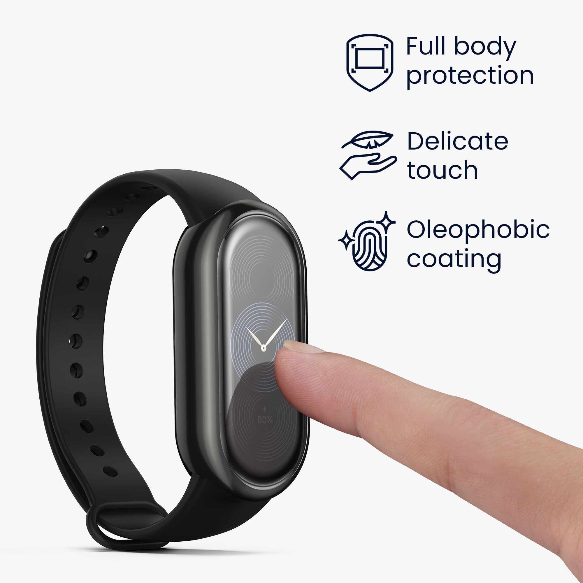 2x obal s ochranou displeje pro Xiaomi Mi Band 9 / Smart Band 9 TPU kwmobile ‑ stříbrná / tmavě šedá