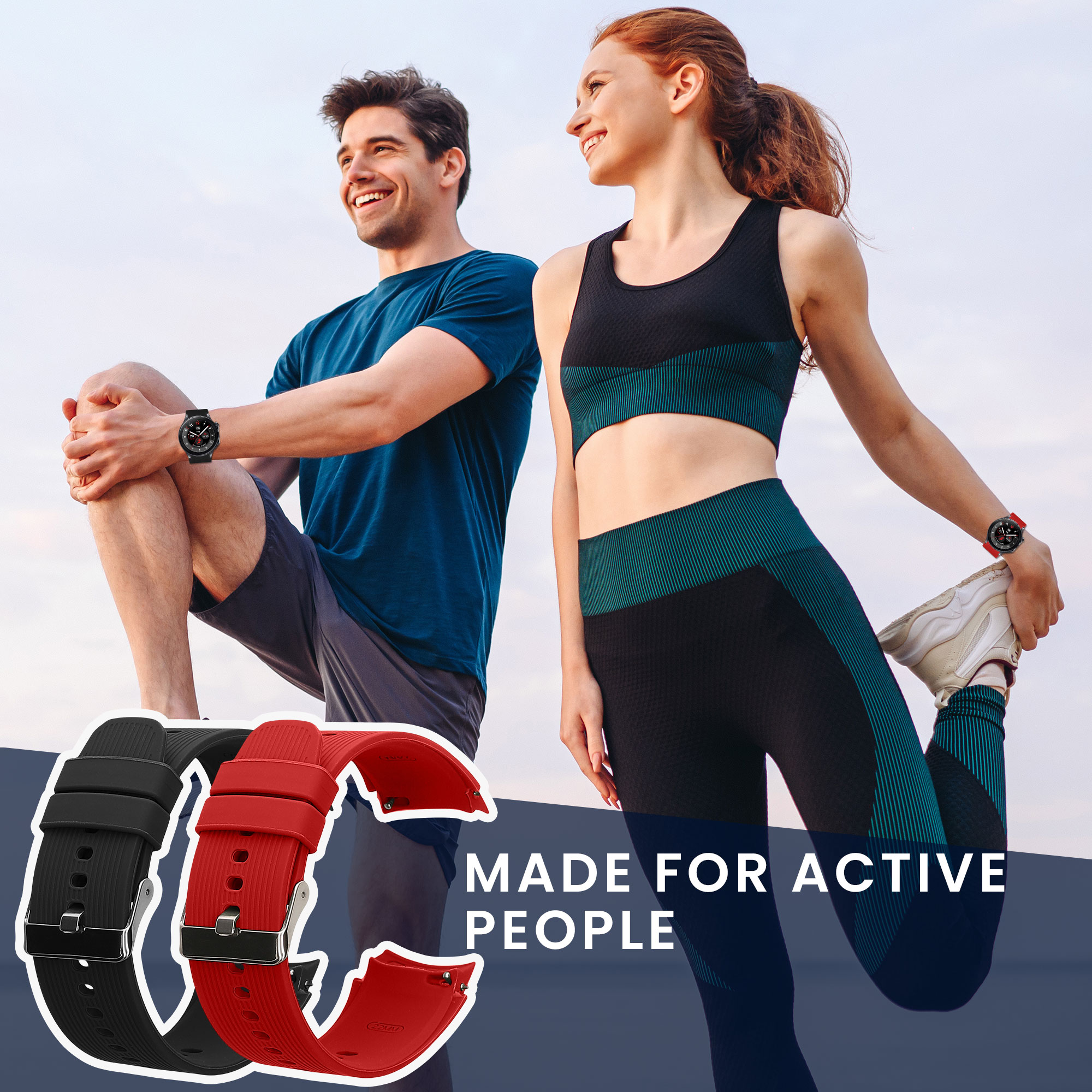 Řemínky pro OnePlus Watch 3 / 2 / 2R / Oppo Watch X2 kwmobile silikonové - černá / červená