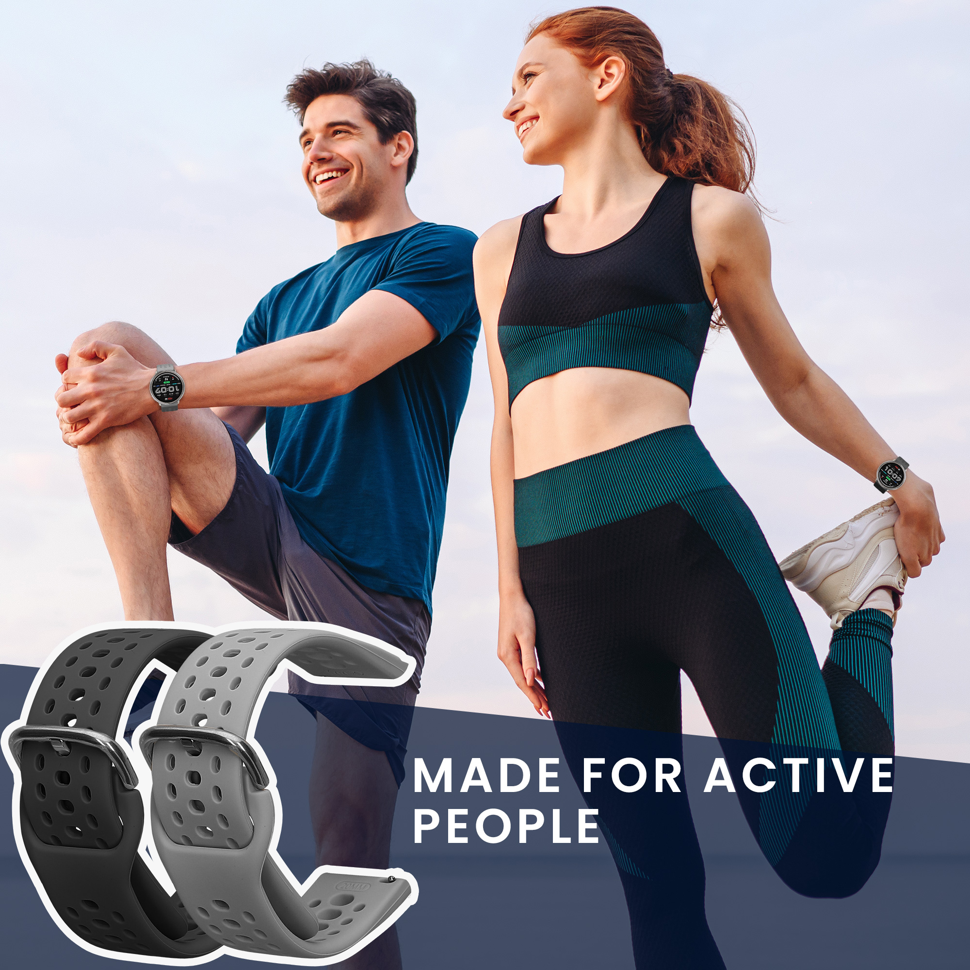 Řemínek 20mm Amazfit Active 2/2 Square/Active Edge/Bip 3/GTS... 20mm kwmobile TPU černý/tmavě šedý