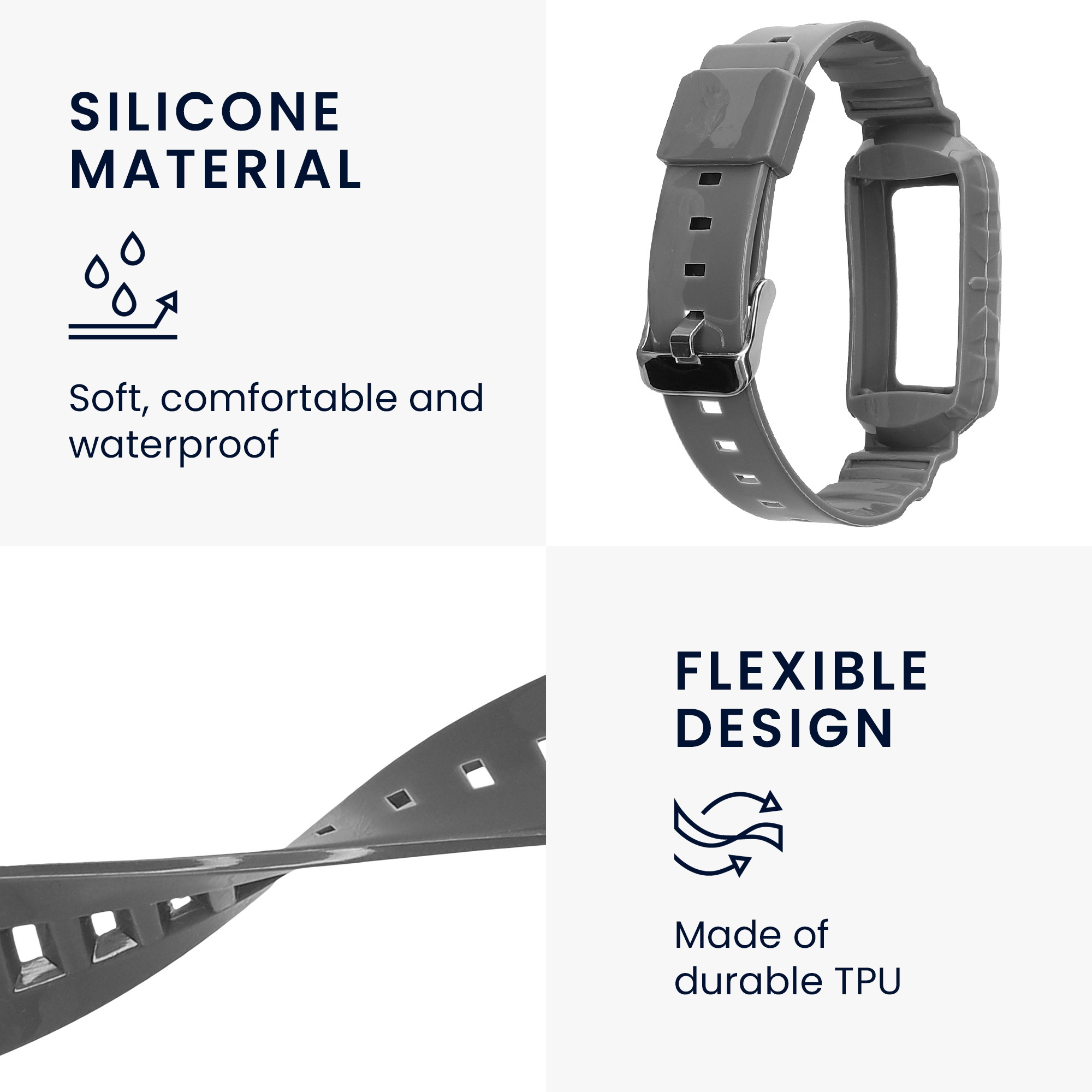 Řemínek na chytré hodinky kwmobile pro Fitbit Charge 6 / Charge 5 - šedá