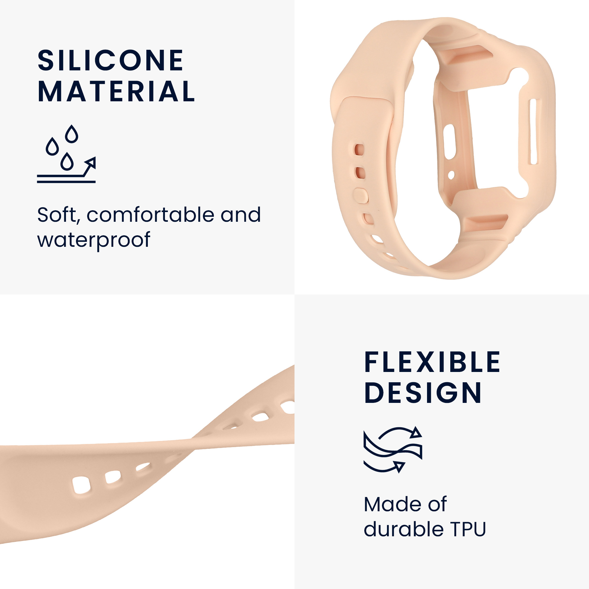 kwmobile řemínek k hodinkám Redmi Watch 3 Active / Redmi Watch 3 Lite - pudrově růžová