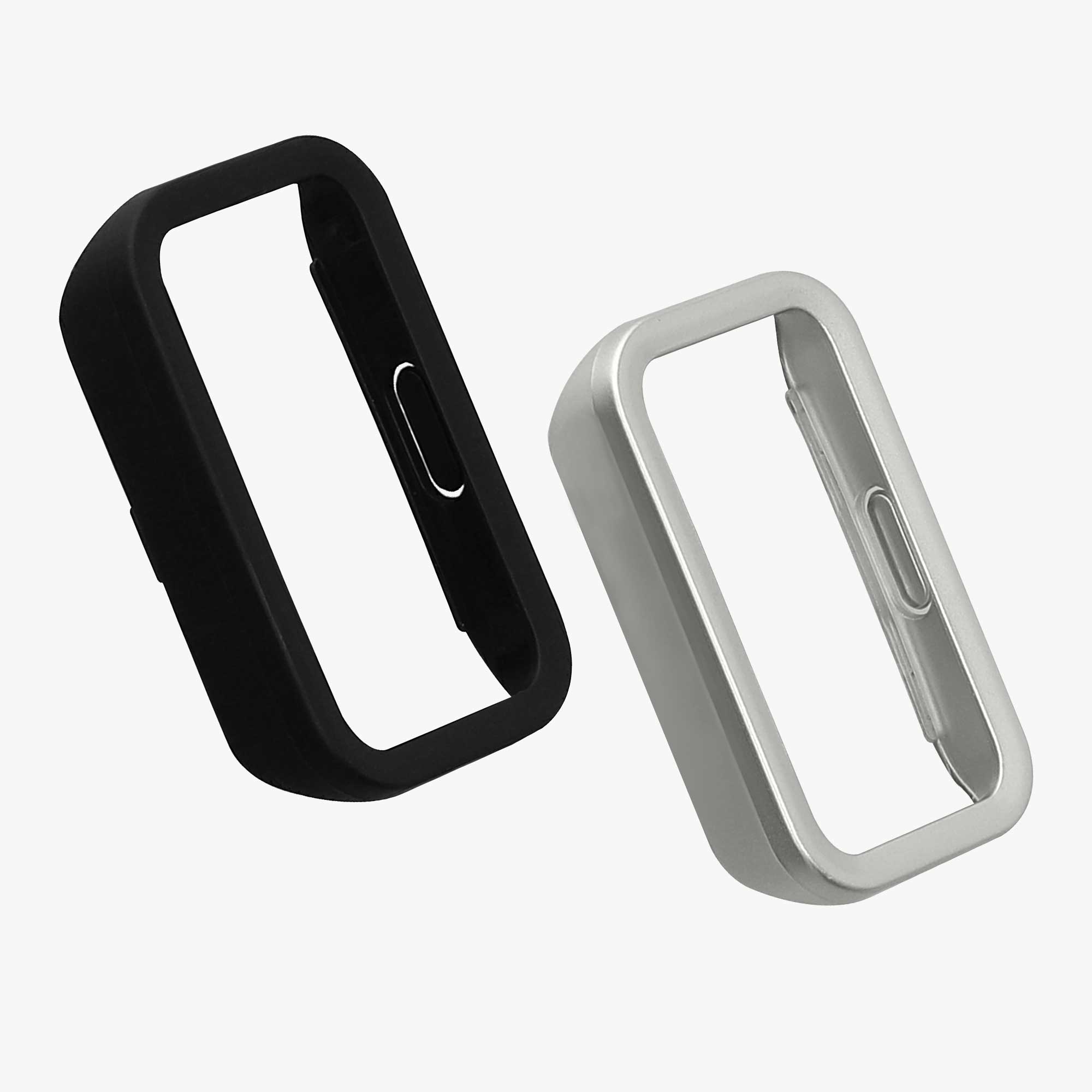 Ochranný rámeček se sklem na fitness náramek Huawei Band 10 / 9 / 8 2 ks černo-stříbrné