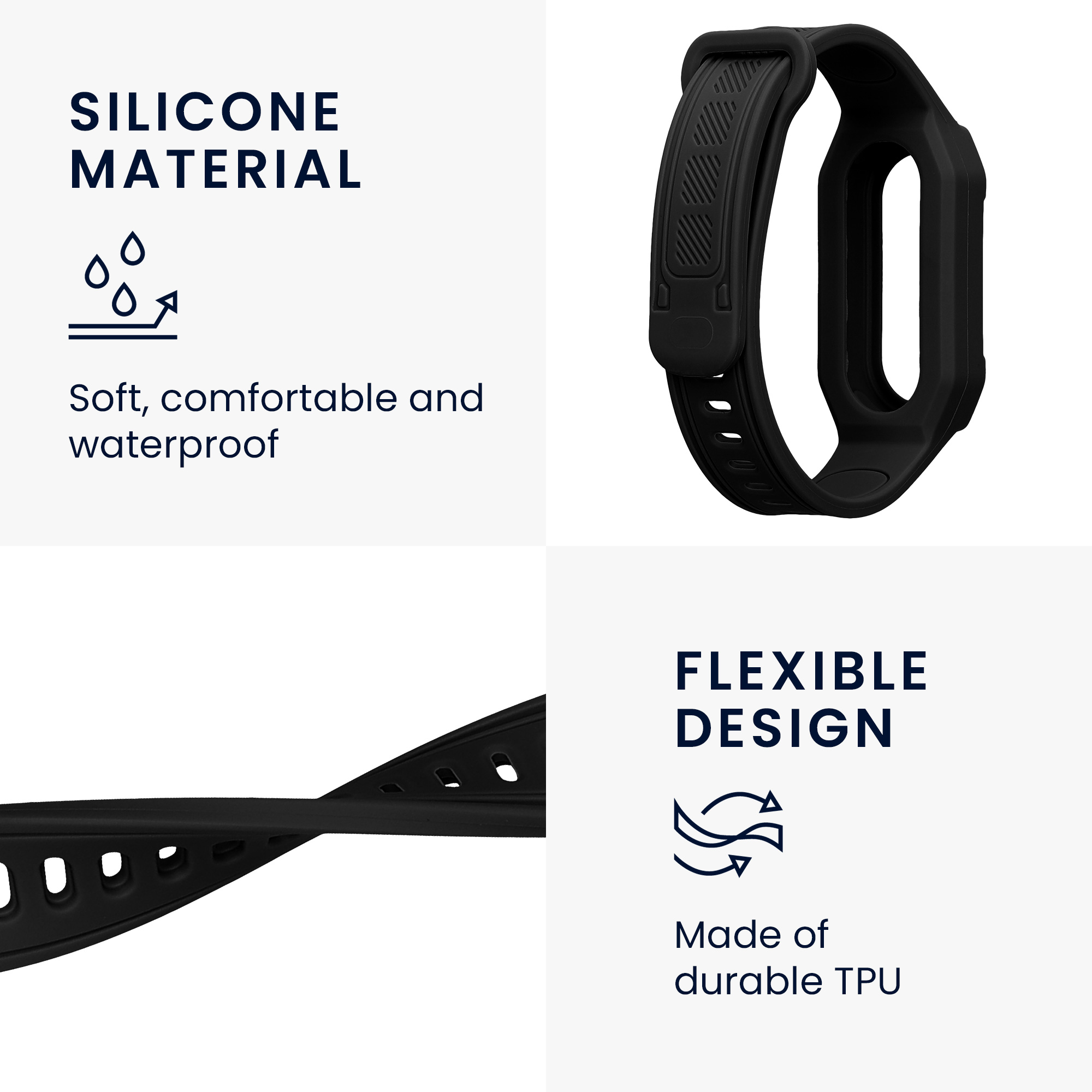 Řemínek Xiaomi Smart Band 10 / Smart Band 9 / 8 7 6 5 4 3 kwmobile - černá