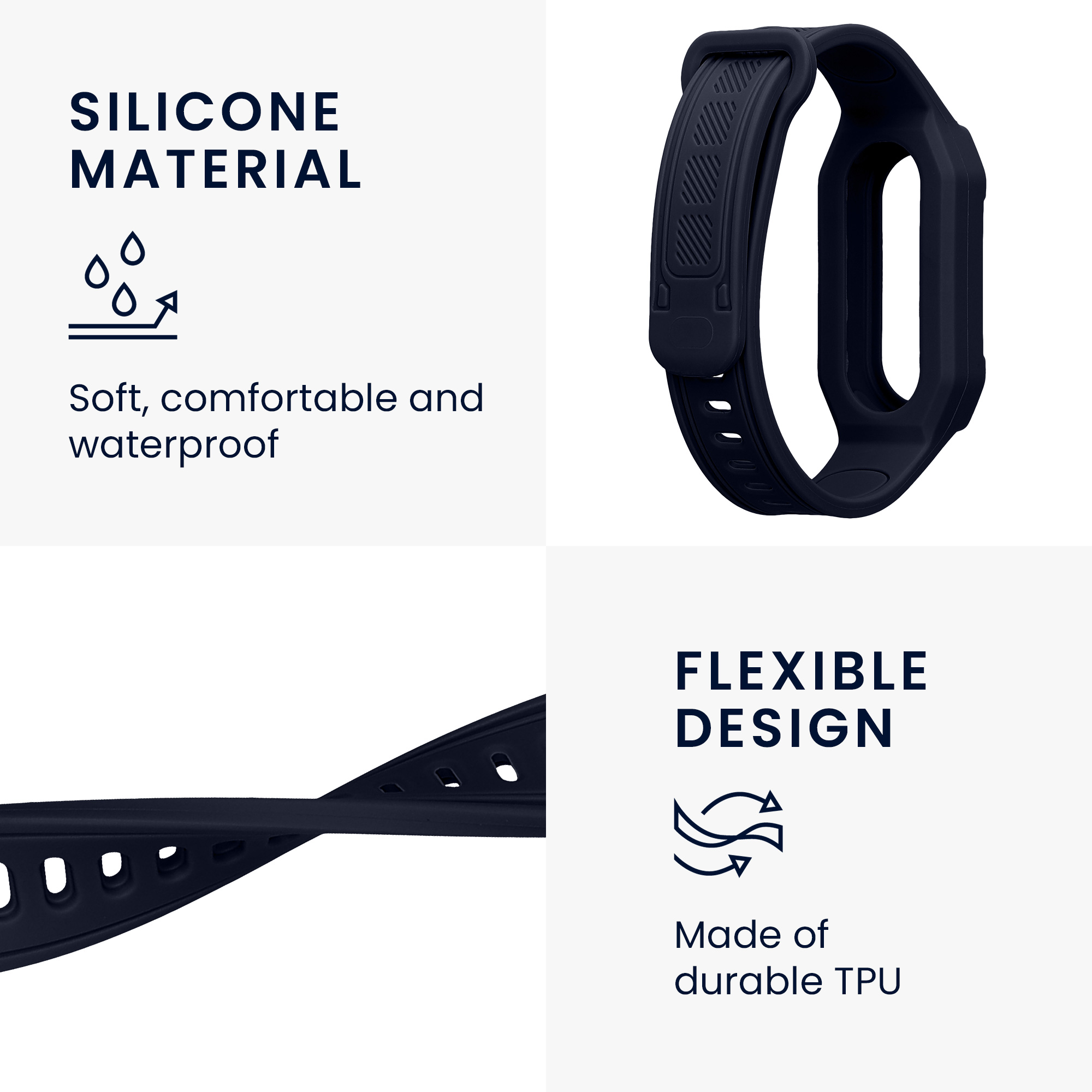 Řemínek Xiaomi Smart Band 10 / Smart Band 9 / 8 7 6 5 4 3 kwmobile - tmavě modrá