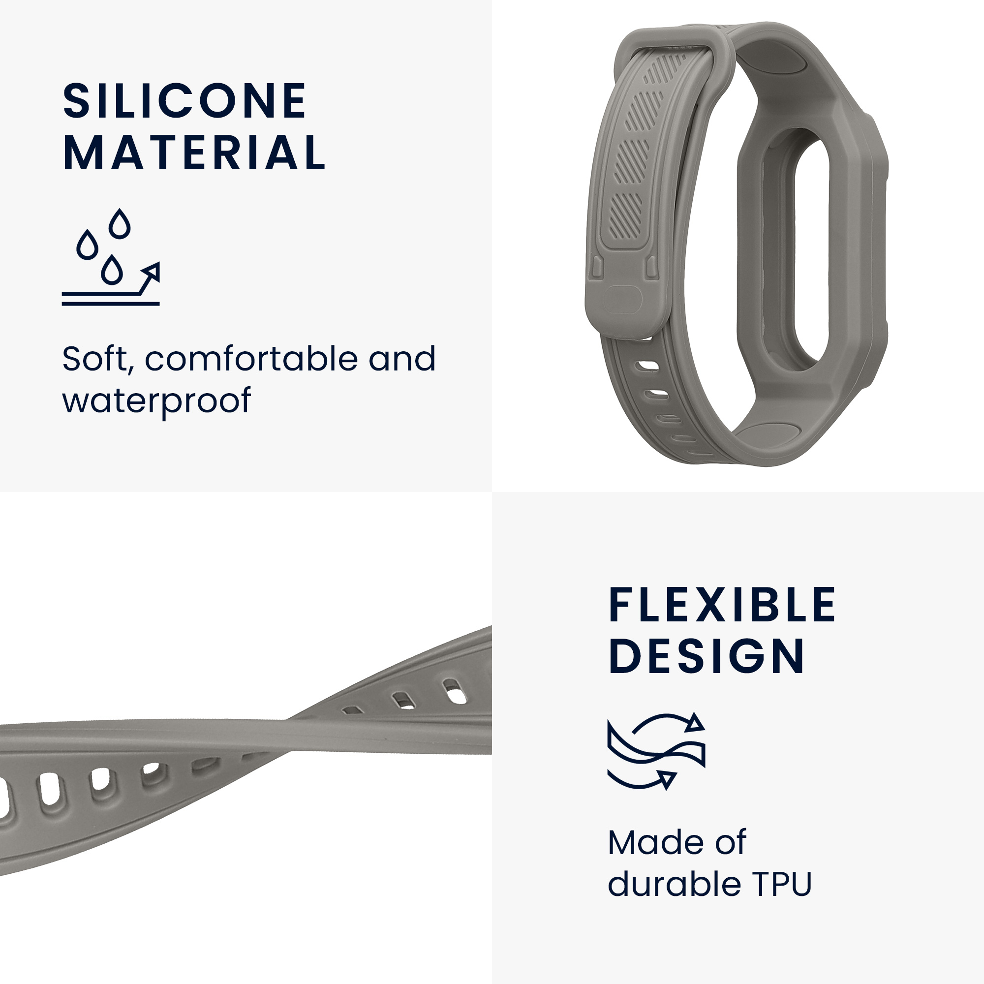 Řemínek Xiaomi Smart Band 10 / Smart Band 9 / 8 7 6 5 4 3 kwmobile - šedá