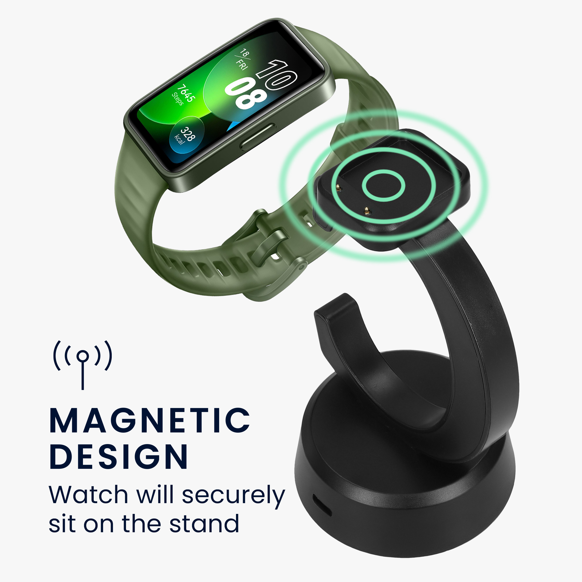 Nabíjecí dock pro chytré hodinky Huawei Band 10 / Honor Band 9 / Band 7 / Band 6 / OPPO Band 2 Charge Stand černý