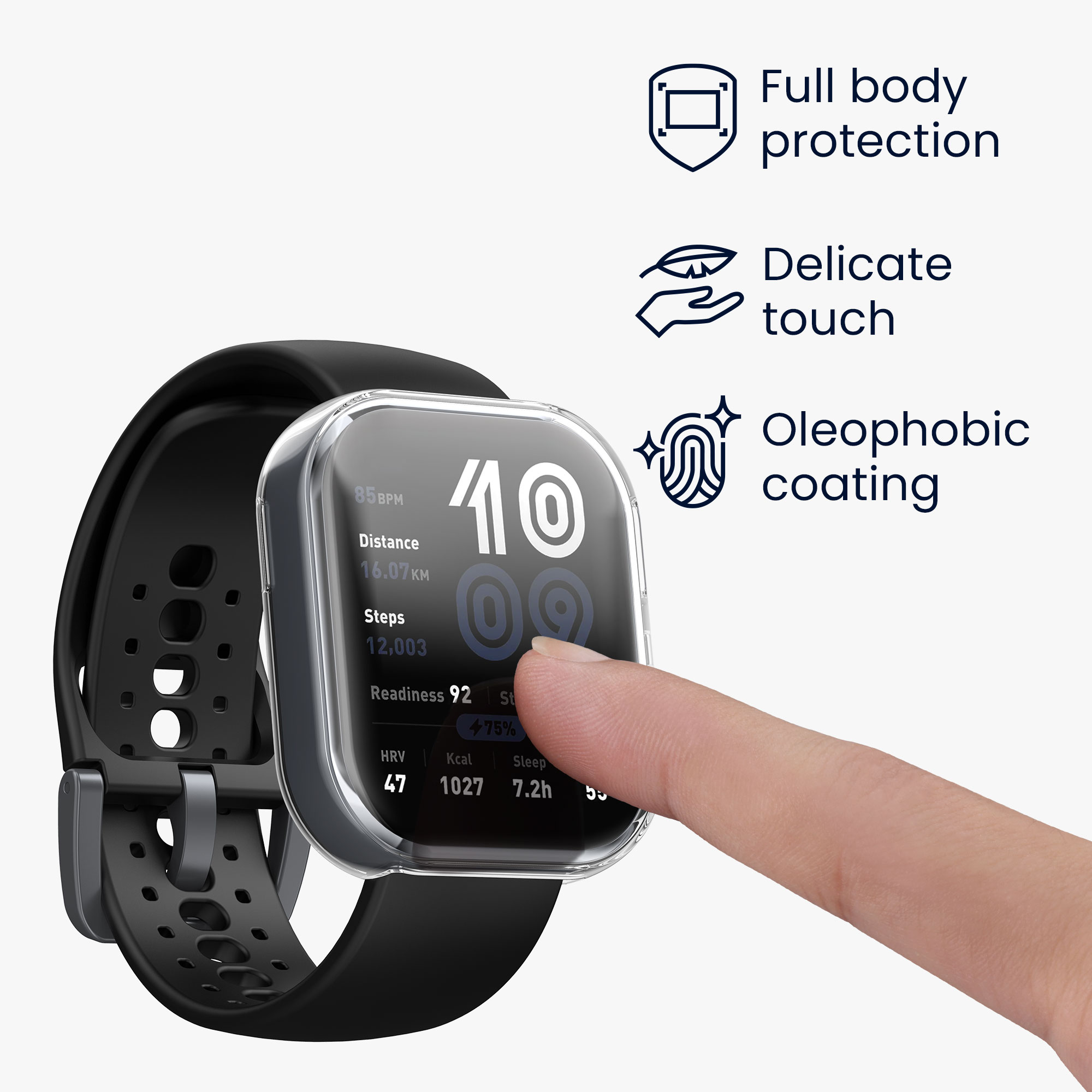 2x obal s ochranným sklem pro Amazfit Bip 6 kwmobile silikonové - černá / transparentní