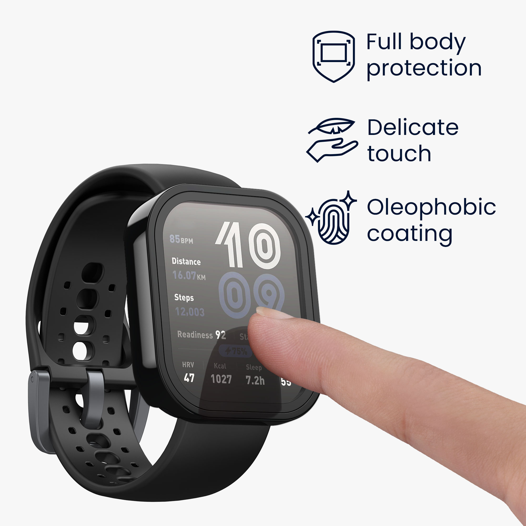 Sada 2 krytů s ochranou displeje pro Amazfit Bip 6 kwmobile - černá a stříbrná