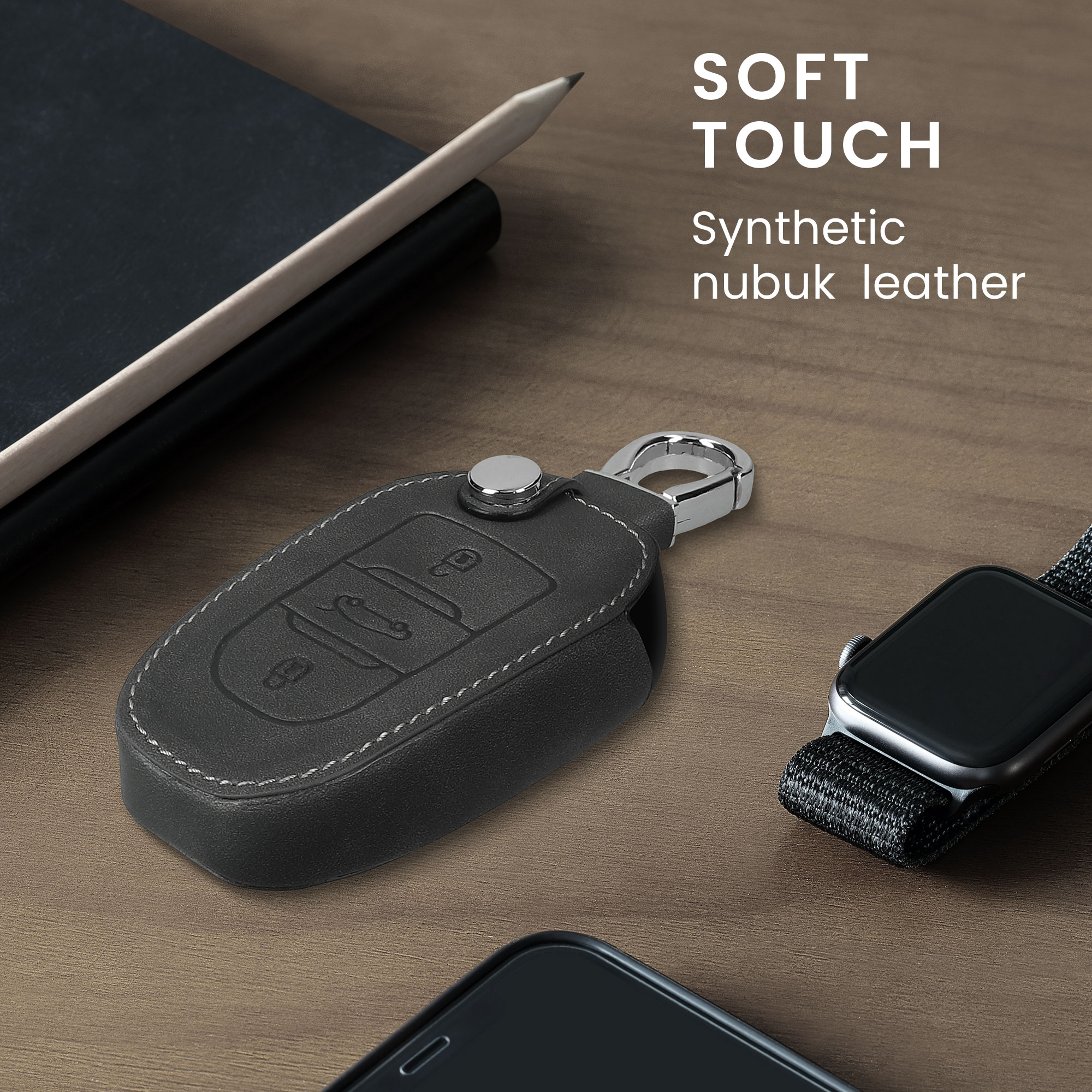Obal na klíč od auta pro Opel chytrý klíč se 3 tlačítky only Keyless Go kwmobile peněženkové z eko kůže - tmavě šedá