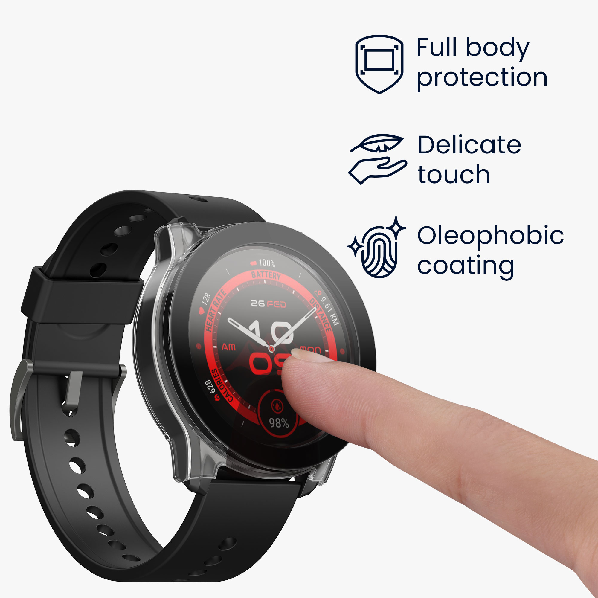 Ochranný kryt se sklem na hodinky Ticwatch Pro 5 Enduro kwmobile - černá/transparentní