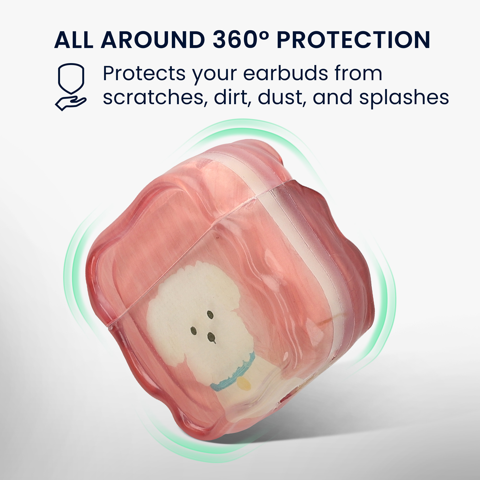 Pouzdro na sluchátka do uší pro Apple Airpods 4 kwmobile - měkký a odolný motiv bílý teriér