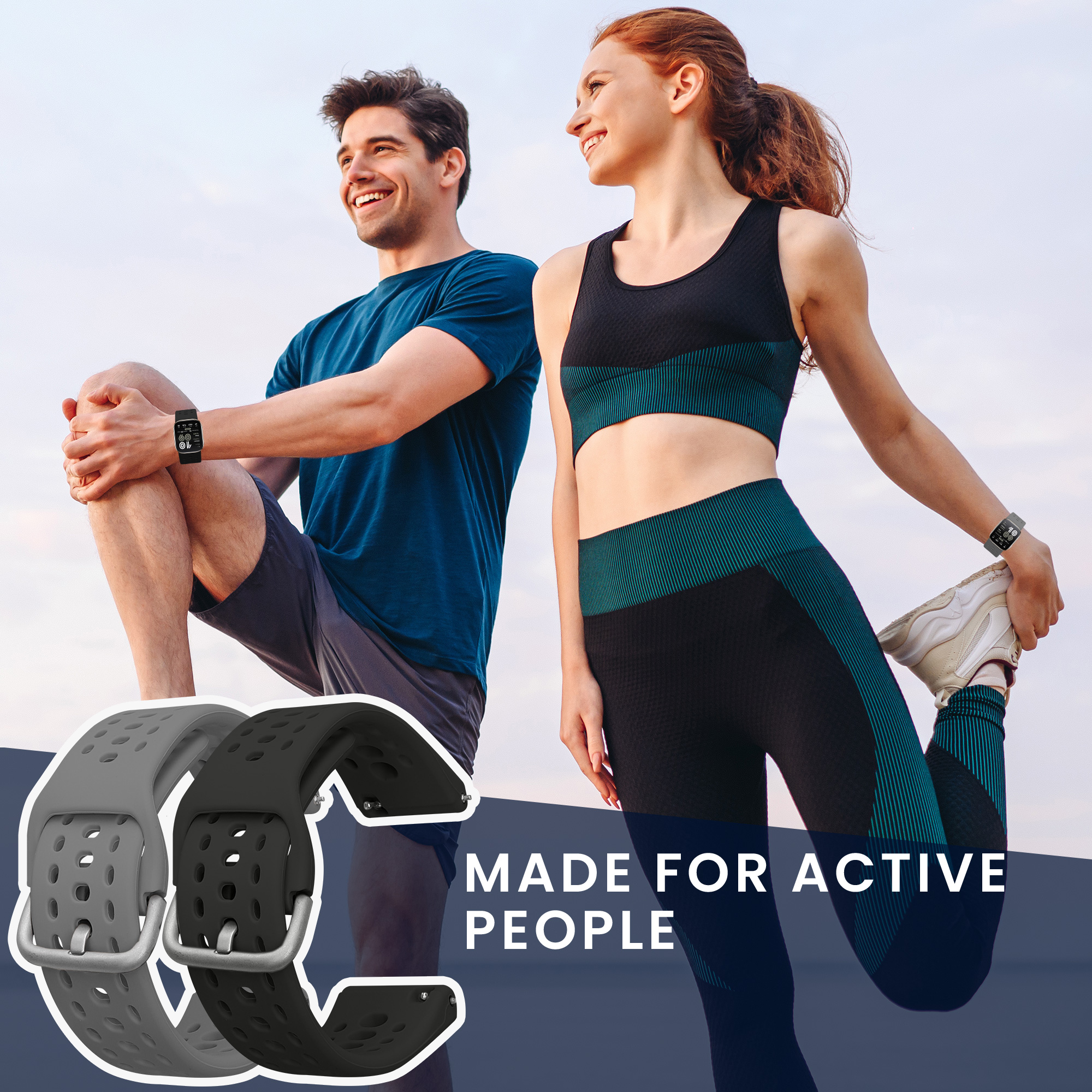 Řemínek 22mm Amazfit Bip 6/Bip 5 Unity/Bip 5/GTS 3/Balance 2... 22mm kwmobile TPU černý/tmavě šedý