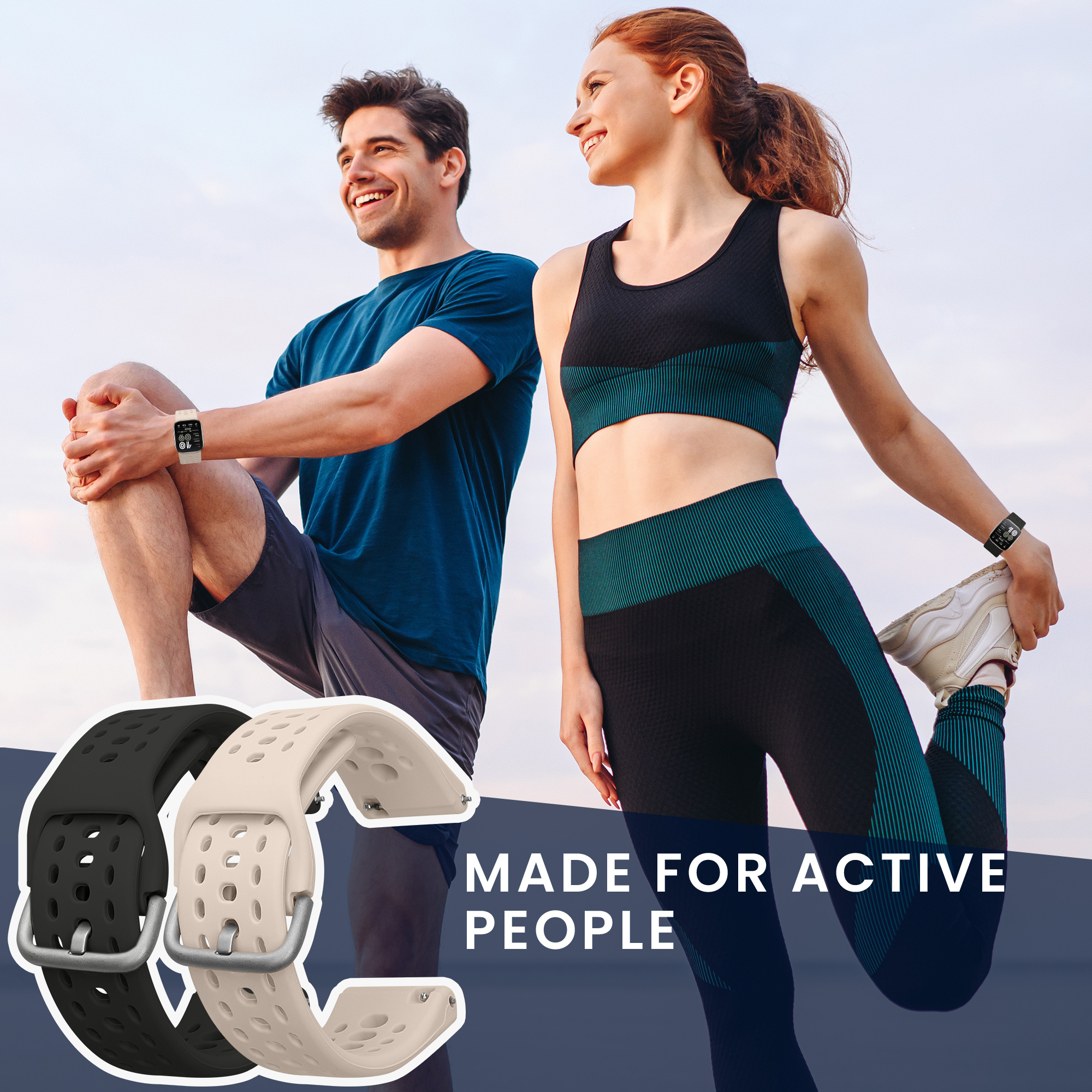 Řemínek 22mm Amazfit Bip 6/Bip 5 Unity/Bip 5/GTS 3/Balance 2... 22mm kwmobile TPU černý/béžový