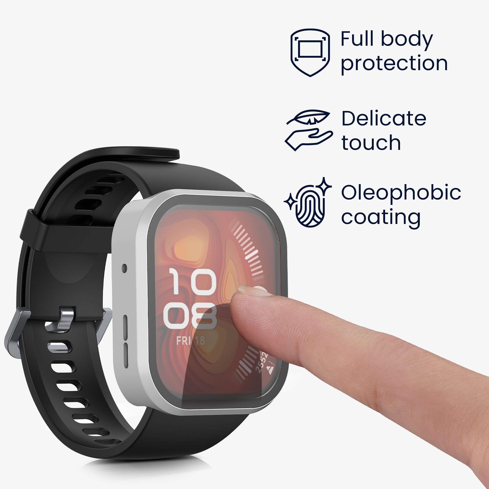 Ochranný kryt hodinky Huawei Watch Fit 4 Pro tvrzené sklo sada 2 ks černá/stříbrná kwmobile
