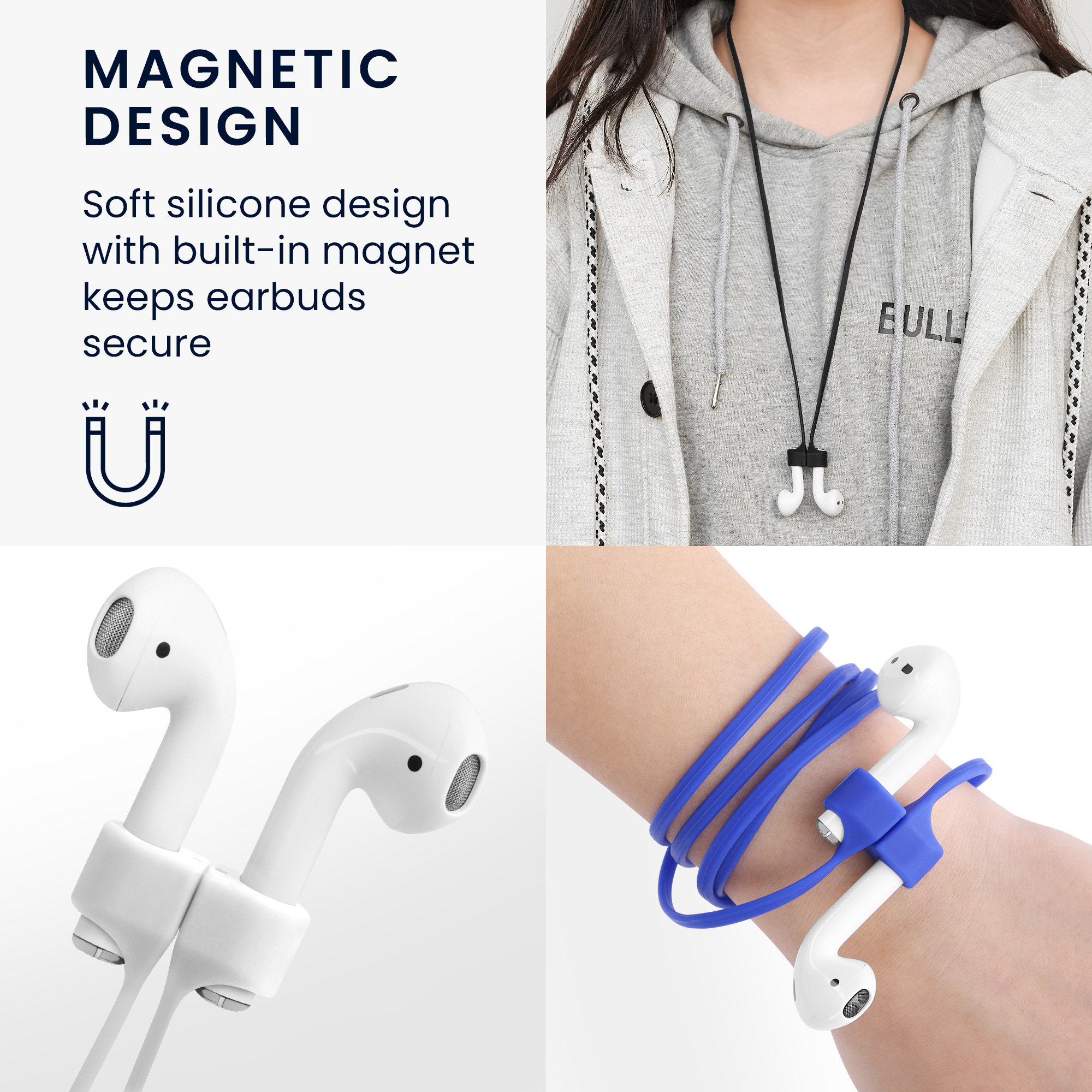 Šňůrka na sluchátka Samsung Galaxy Buds 3 / Soundcore P20i / Wave Beam / Fun Air Pro 4 kwmobile bílý
