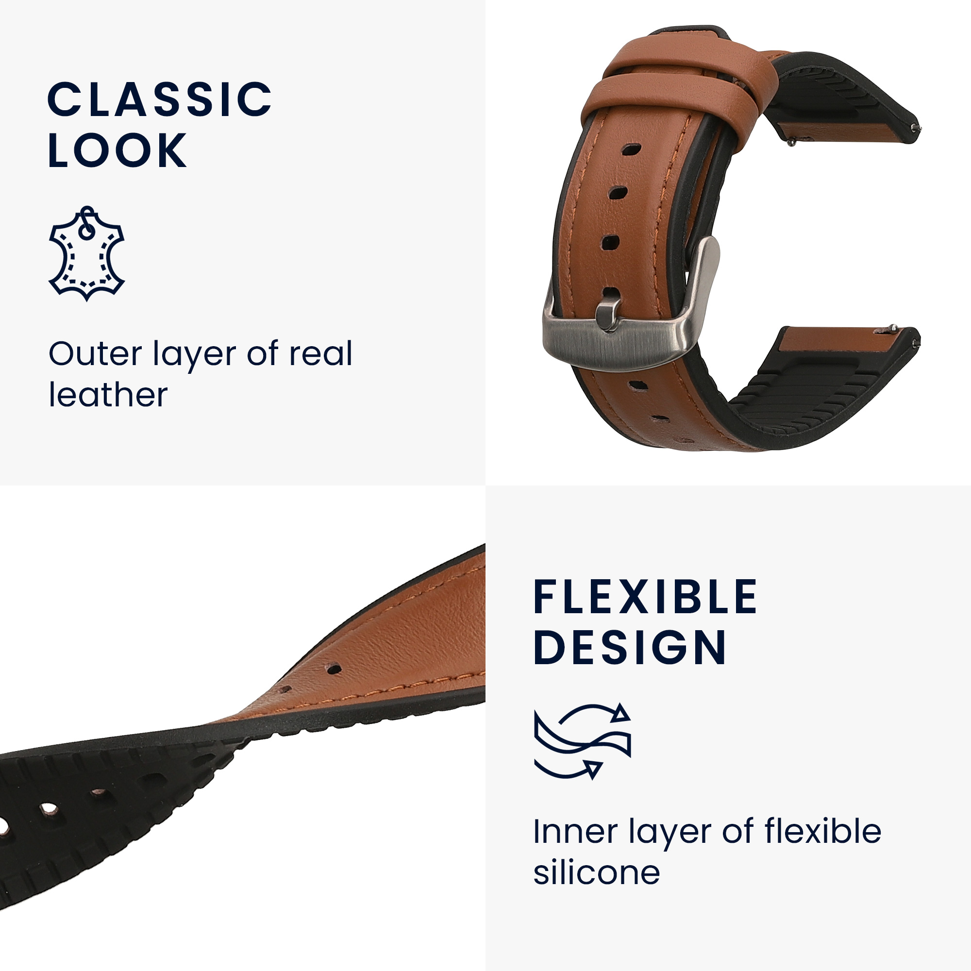 Řemínek 22mm Amazfit Bip 6/Bip 5 Unity/Bip 5/GTS 3/Balance 2... 22mm kwmobile TPU hnědý/černý