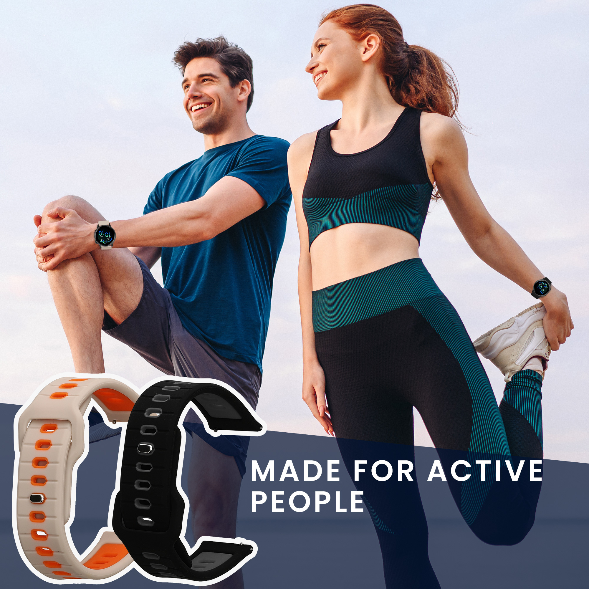 Řemínek kwmobile pro Garmin vivoactive 6 / vivomove Trend / Forerunner 55 - 2 ks, bílá / oranžová / černá / šedá