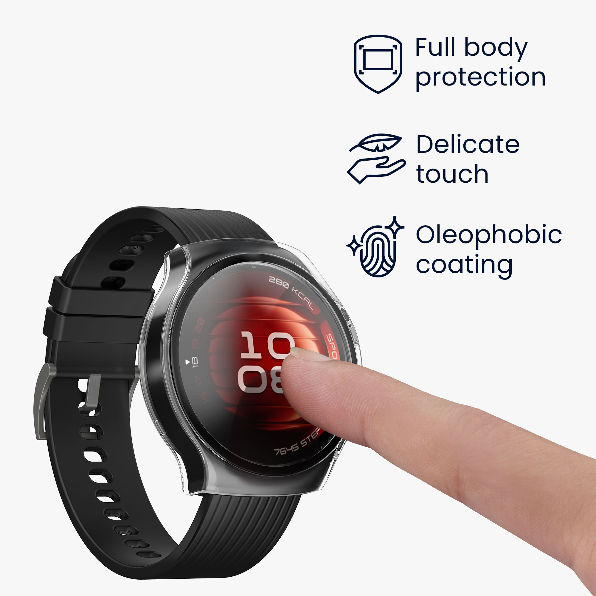 Ochranný kryt hodinky Huawei Watch 5 42mm tvrzené sklo sada 2 ks černá/průhledná kwmobile