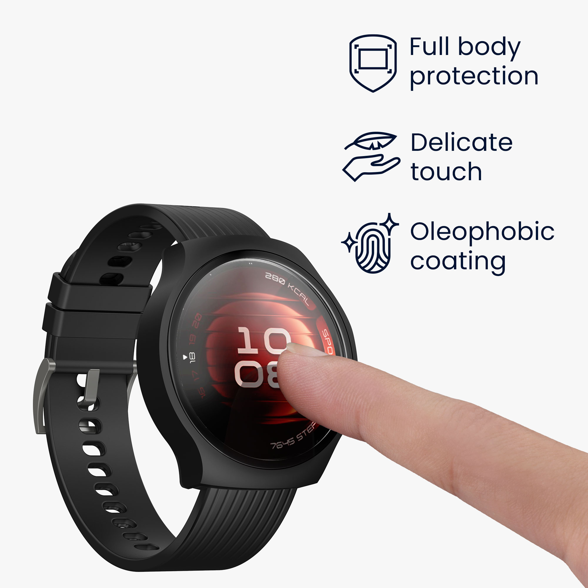 Ochranný kryt hodinky Huawei Watch 5 42mm tvrzené sklo sada 2 ks černá/stříbrná kwmobile