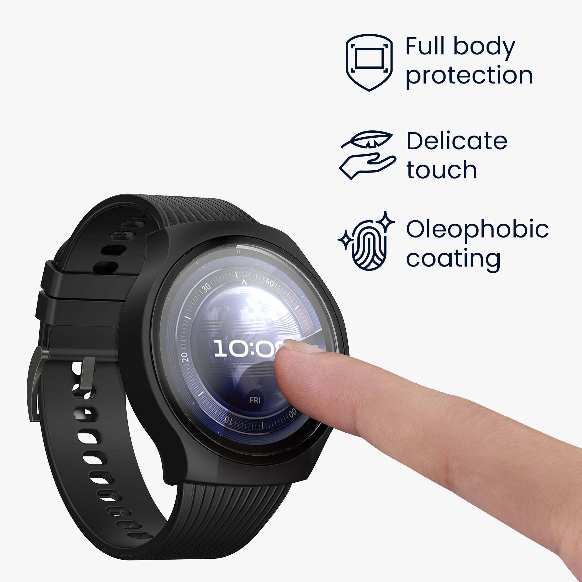 Ochranný kryt hodinky Huawei Watch 5 46mm tvrzené sklo sada 2 ks černá/stříbrná kwmobile