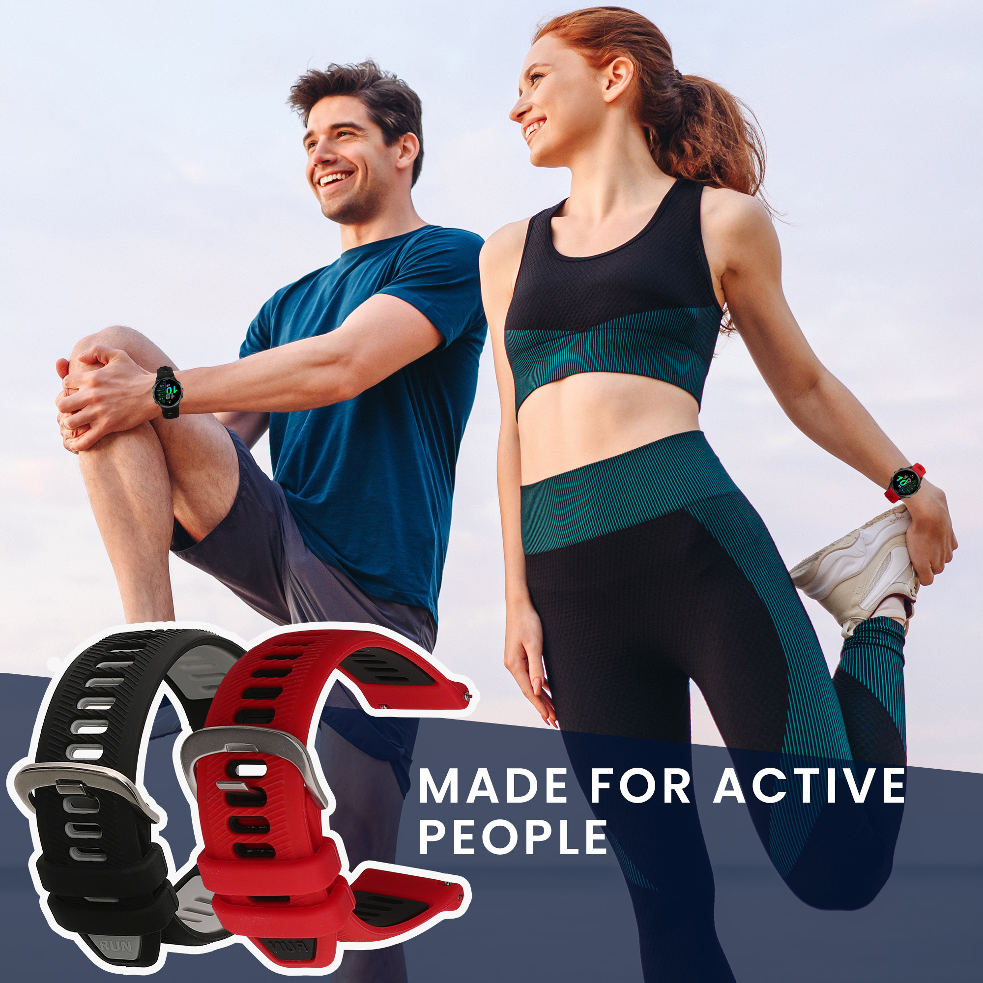 Řemínek Garmin Forerunner 970 / Foreru kwmobile silikon 2 ks černá / šedá