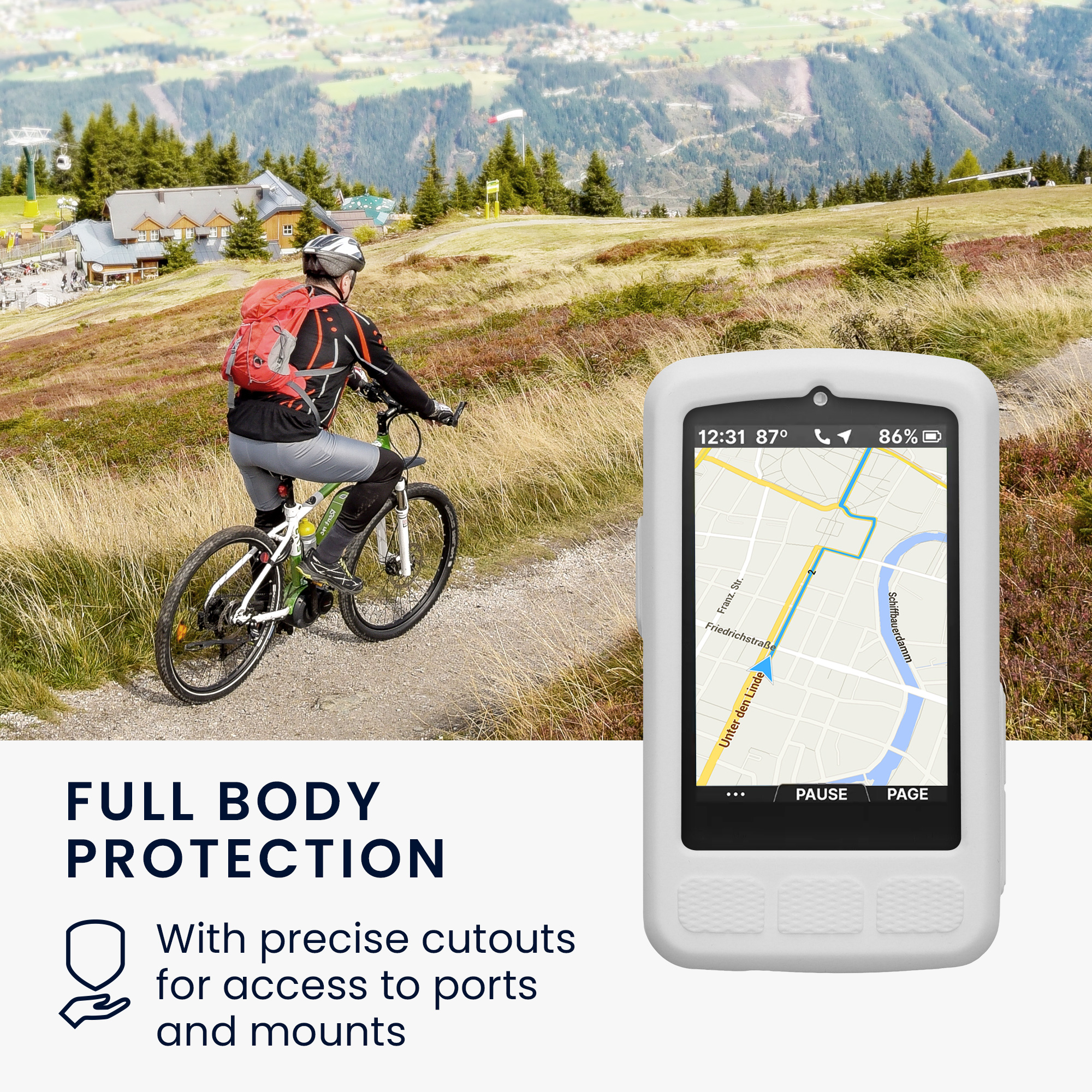 Silikonové pouzdro pro Wahoo Elemnt Roam V3 kwmobile - měkký gumový ochranný kryt na cyklo GPS, bílá