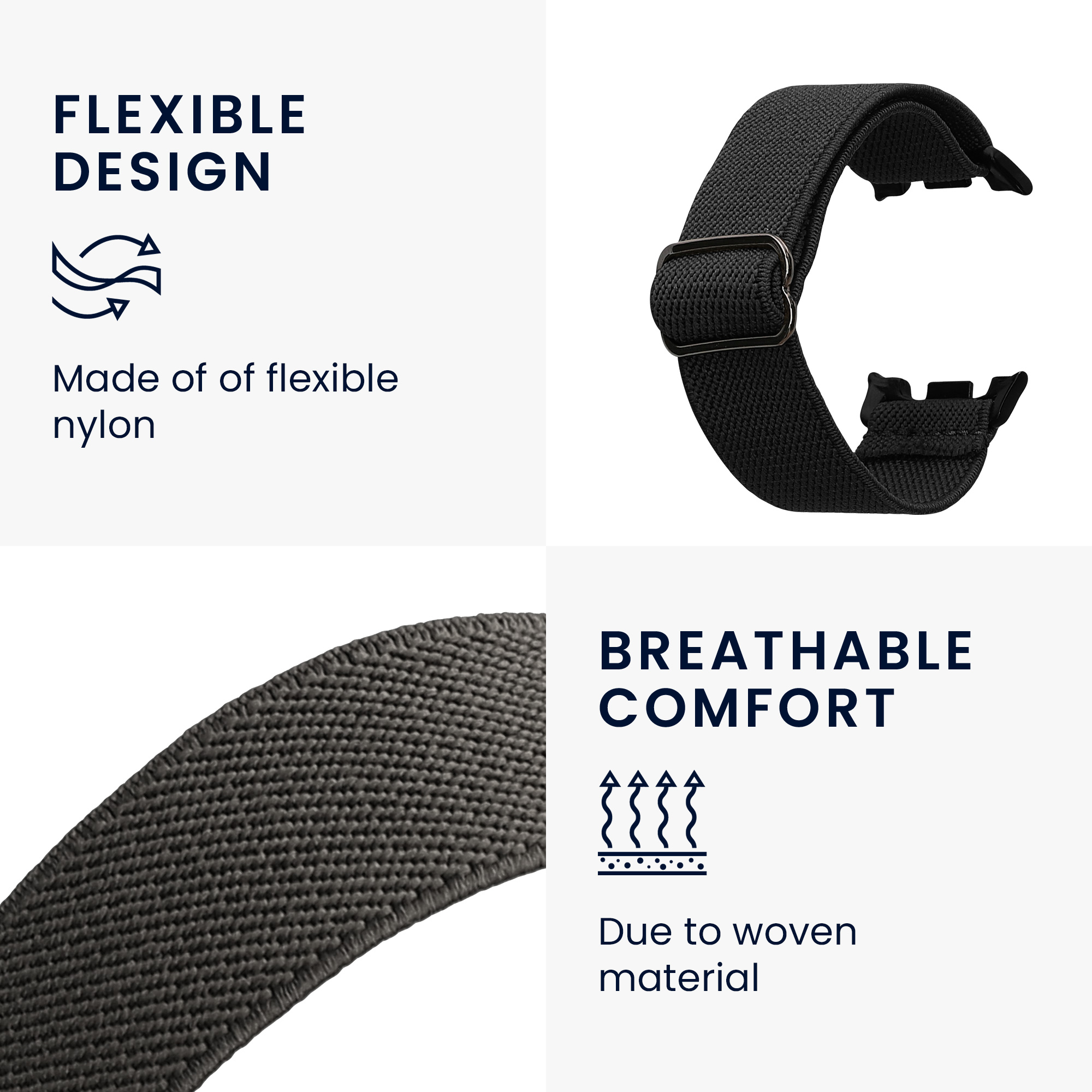 2x nylonový řemínek pro Samsung Galaxy Watch 8 / Galaxy Watch 8 Classic 46mm kwmobile nylonové - černá / tmavě šedá