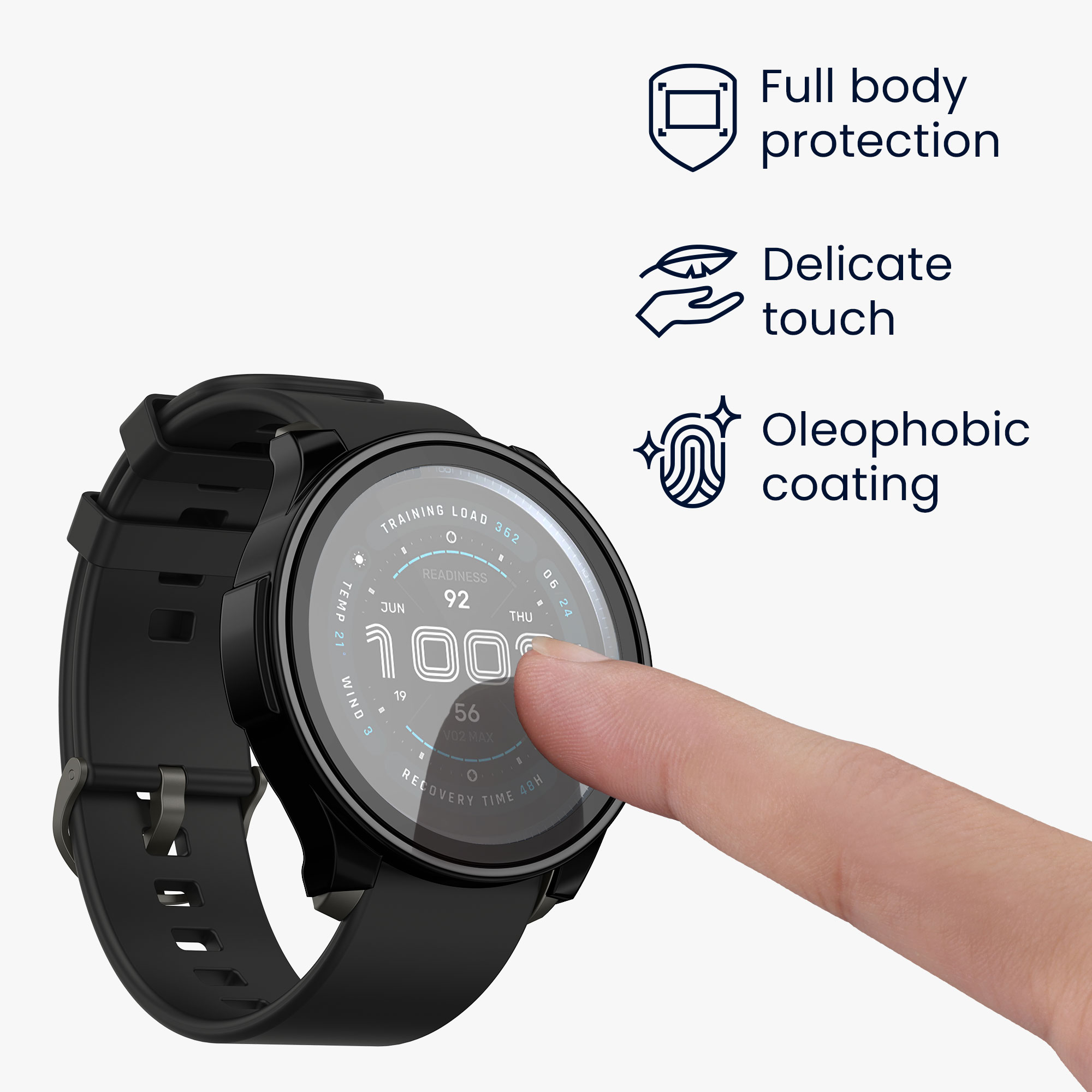 Sada 2 krytů s ochranou displeje pro Amazfit Balance 2 A2429 kwmobile - černá a bílá