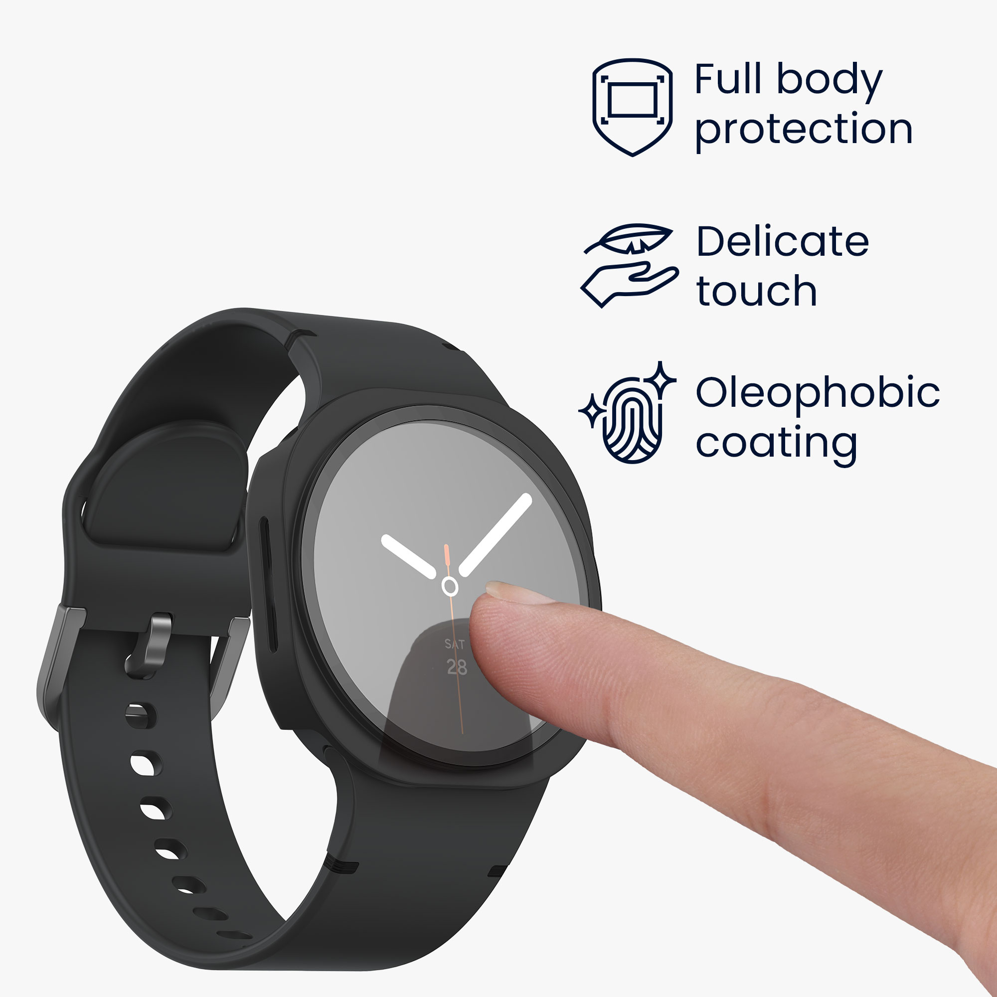 2x obal s ochranným sklem pro Samsung Galaxy Watch 8 (44mm) kwmobile - černá / stříbrná