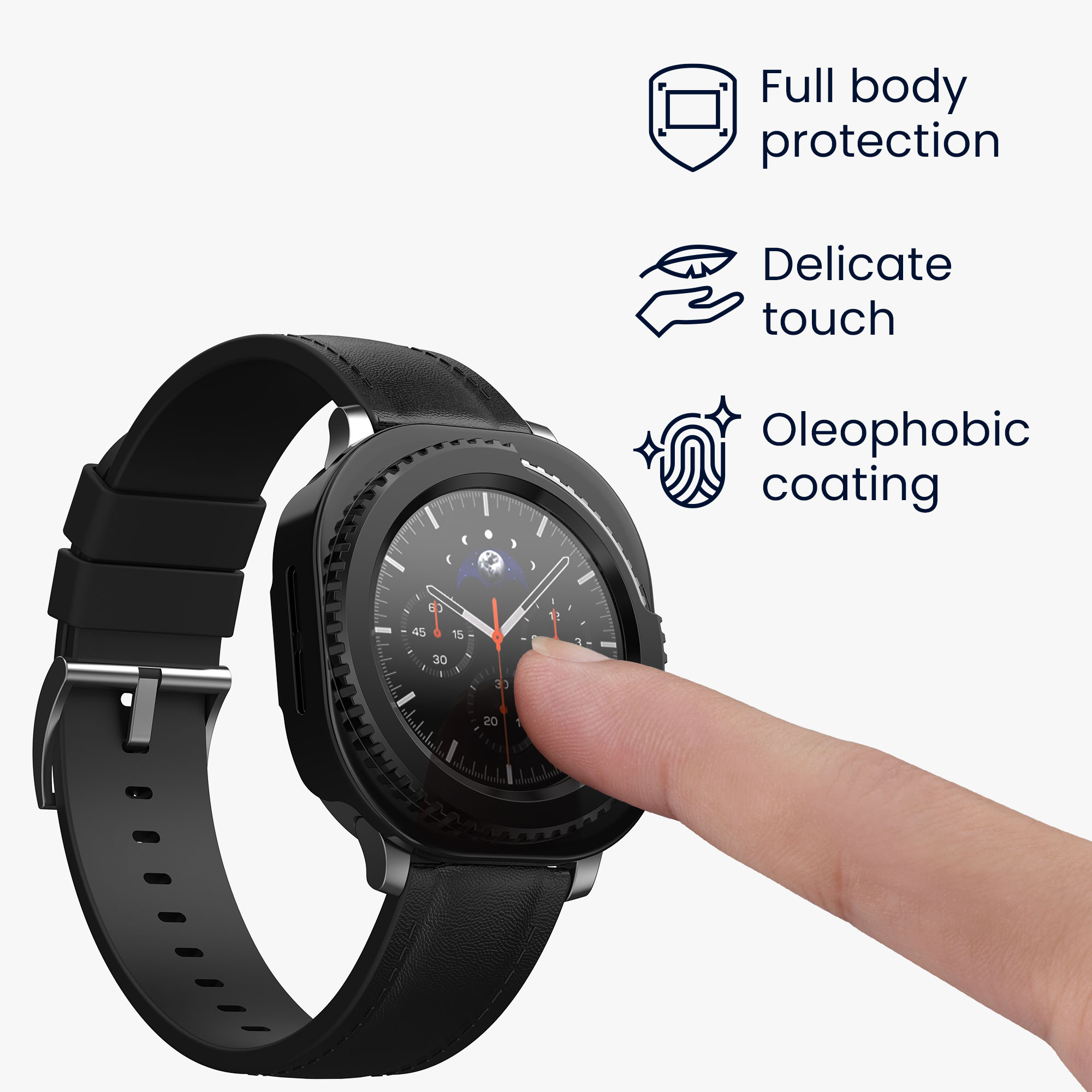 2x Ochranné sklo na hodinky Galaxy Watch 8 Classic (46mm) kwmobile černý/stříbrný