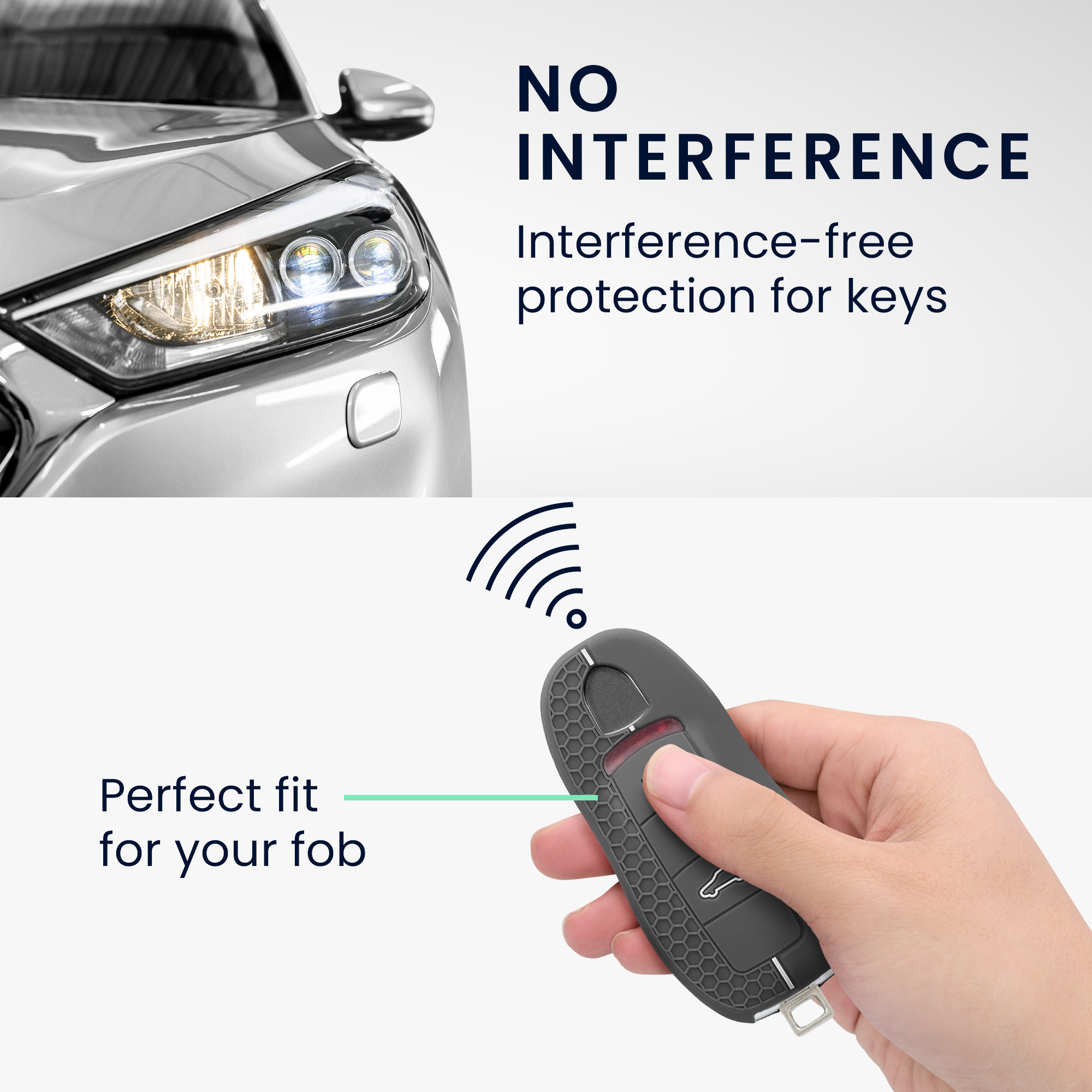 Obal na klíč od auta pro Porsche klíč se 3 tlačítky (only Keyless) kwmobile - šedá / bílá