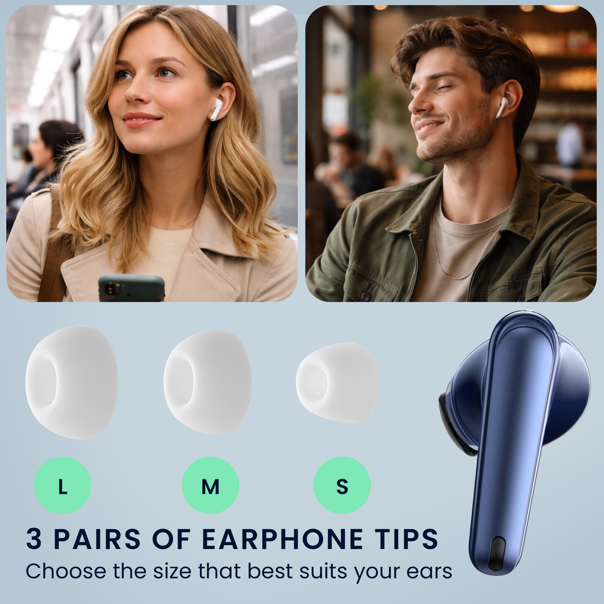 Silikonové špunty kwmobile pro Anker Soundcore Liberty 4 NC, bílá