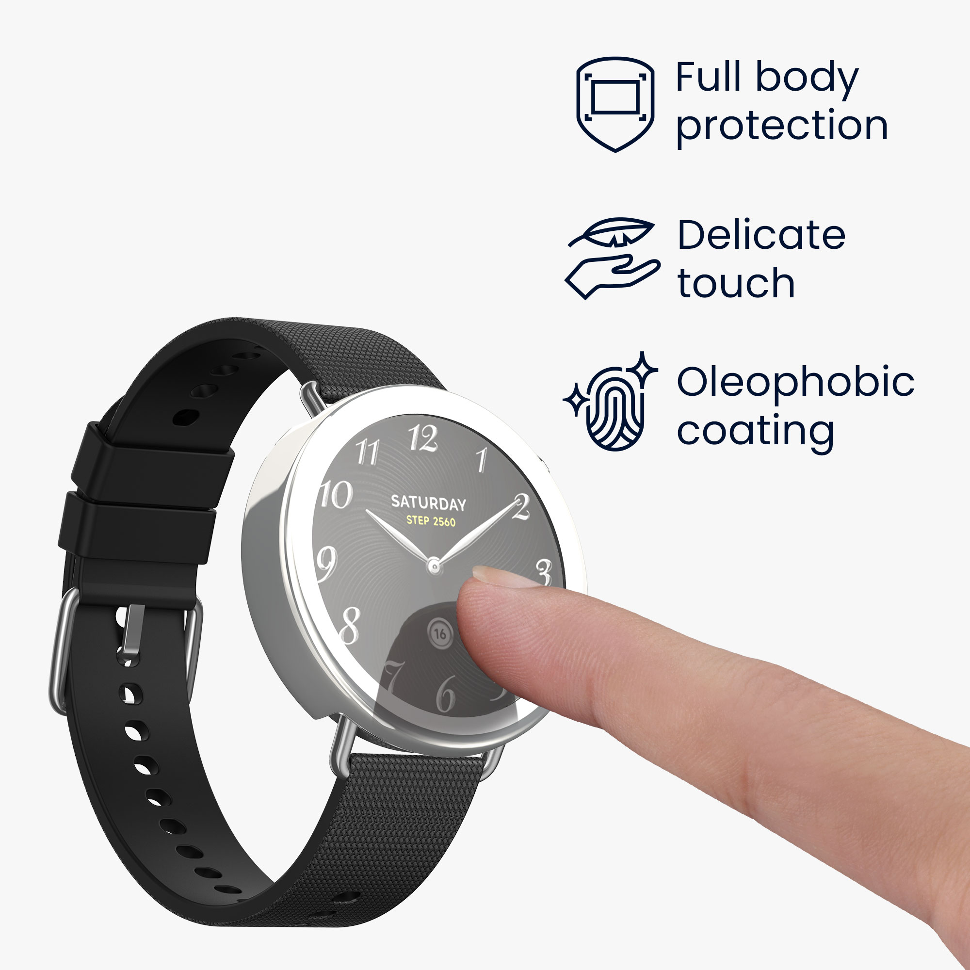 2x obal s ochranným sklem pro Xiaomi Watch S4 41mm kwmobile silikonové - černá / stříbrná