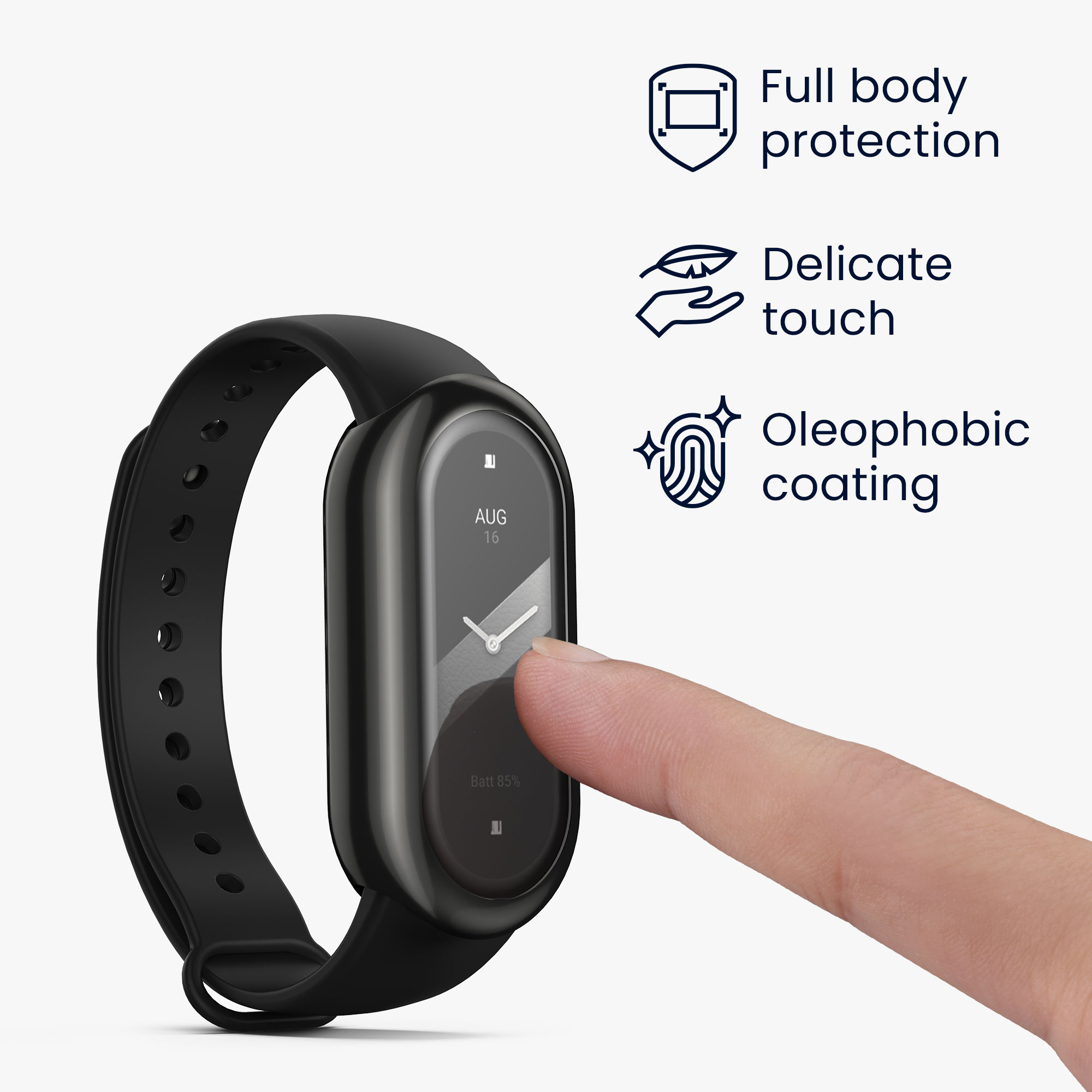 2x obal s ochranným sklem pro Xiaomi Mi Band 10 / Smart Band 10 kwmobile silikonové - transparentní / černá