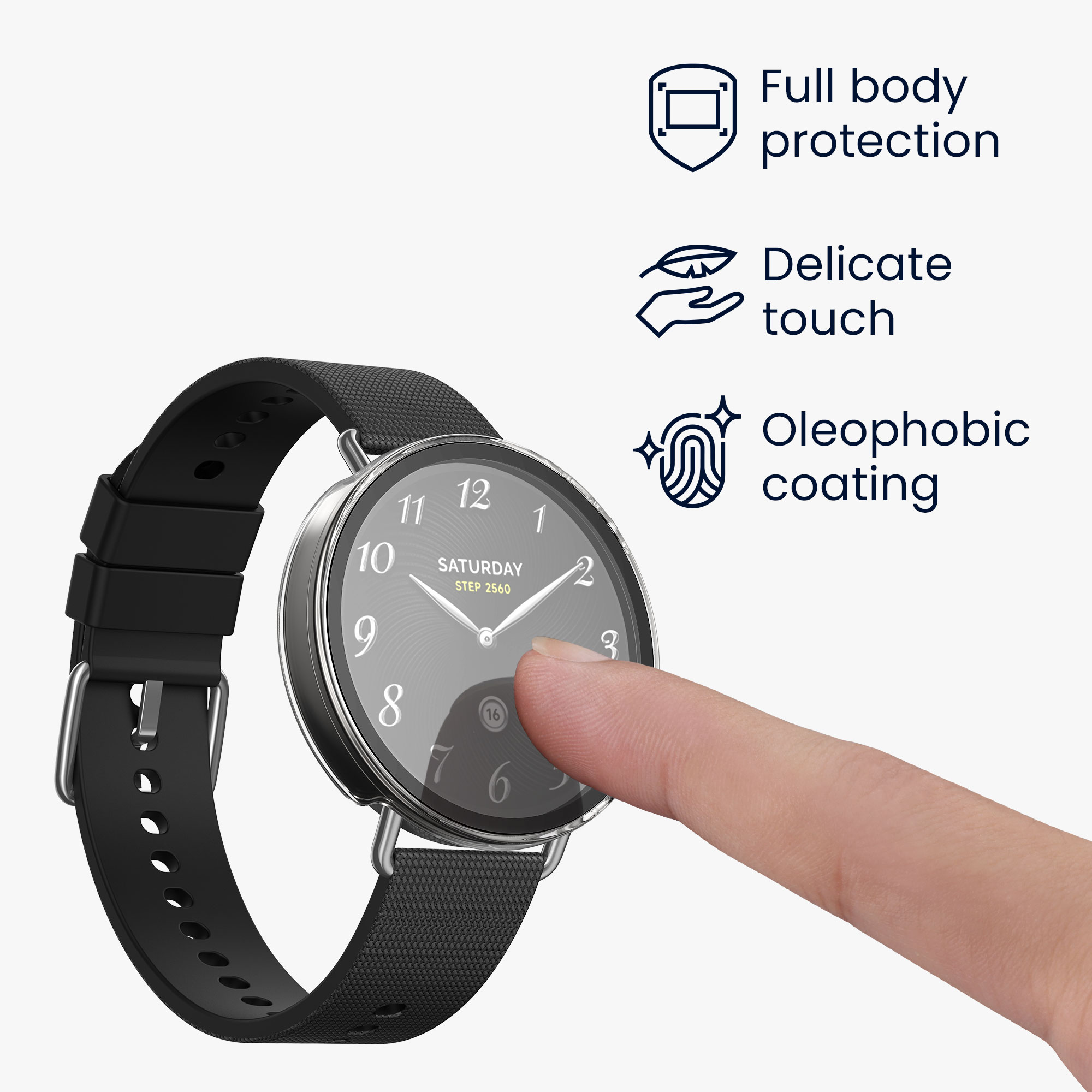 Ochranný kryt se sklem na hodinky kwmobile pro Xiaomi Watch S4 41mm, transparentní / černá, 2 ks