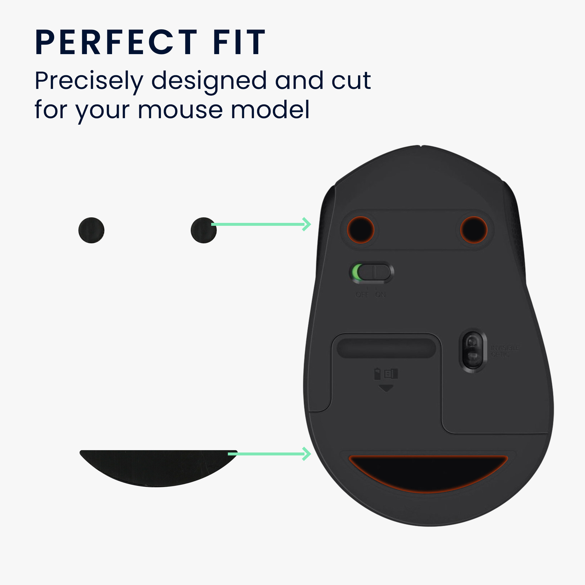 Náhradní kluzné podložky pod myš kwmobile pro Logitech M330 / M280 / M275, černá