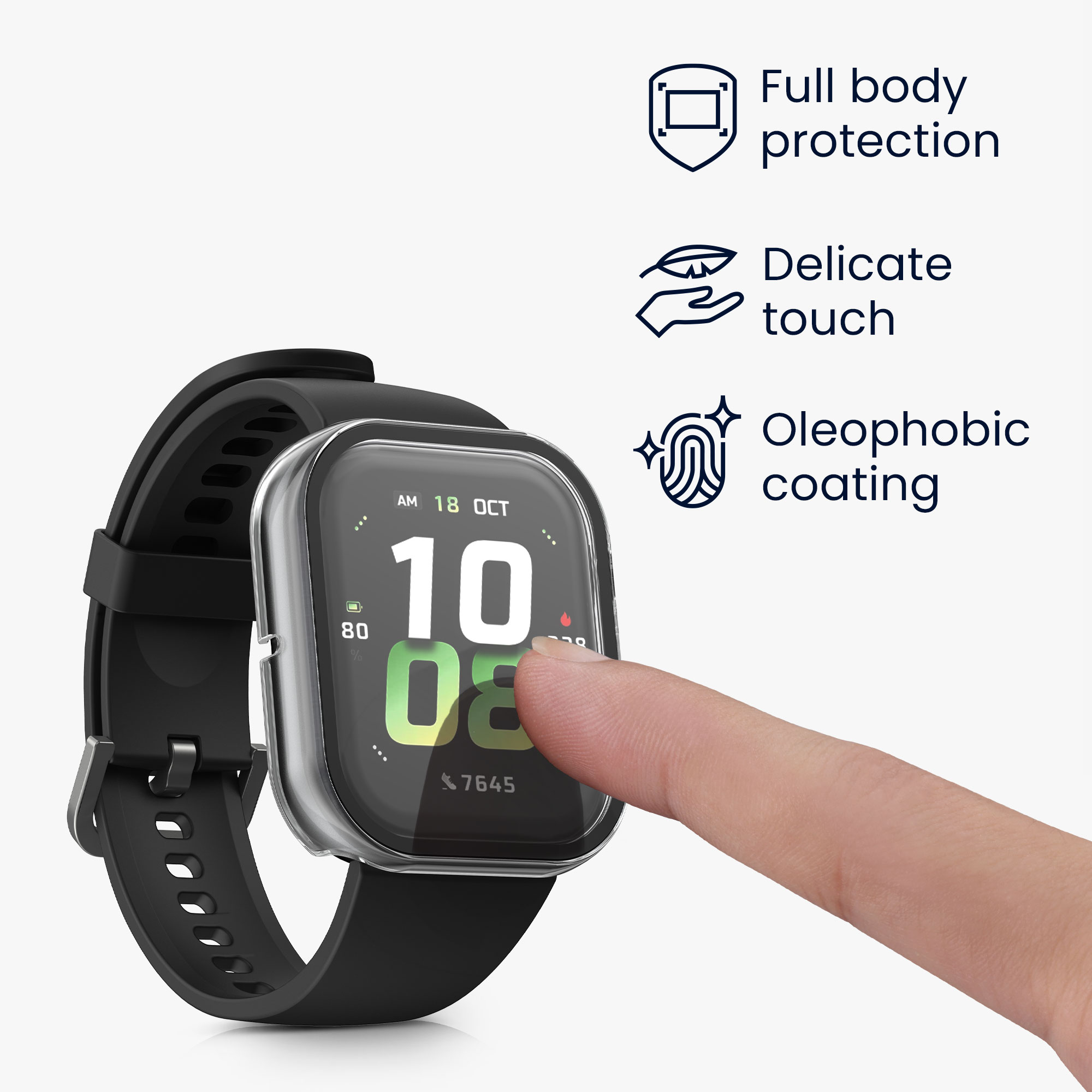 Kryt s ochranným sklem kwmobile pro HONOR Watch 5 - 2 ks - transparentní / černá
