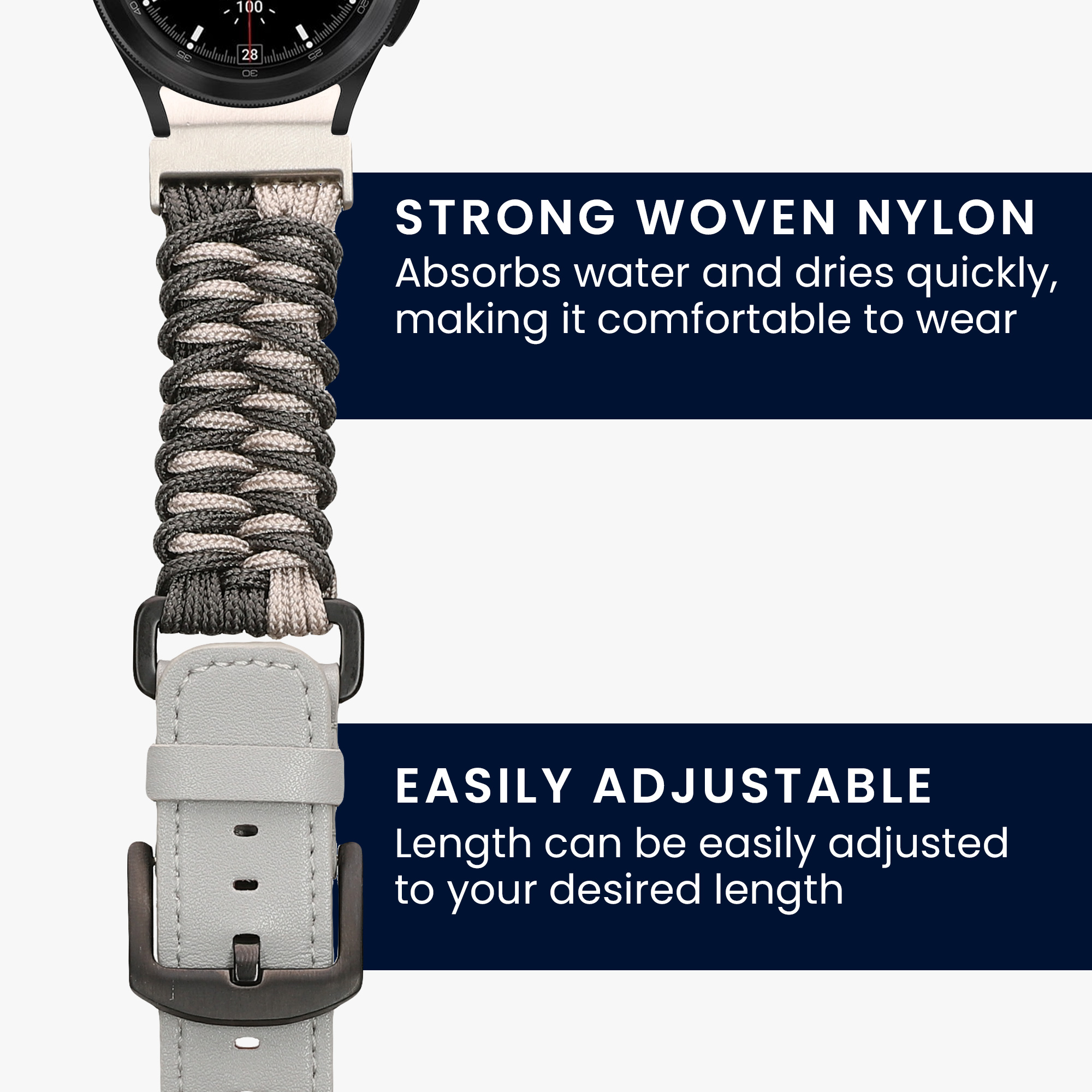 Řemínek na hodinky Galaxy Watch 4 / 5 / 6 Galaxy Watch 7 / FE Band kwmobile béžový/tmavě šedý