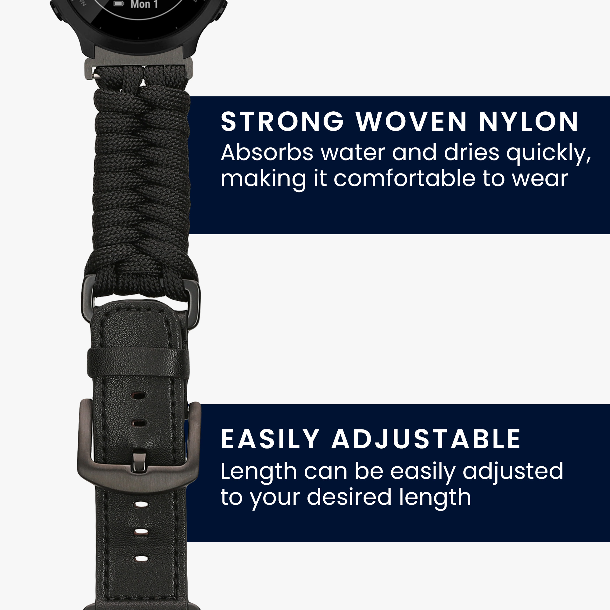 Řemínek Garmin Forerunner 55 / 158 / 2 kwmobile nylon 1 ks černá