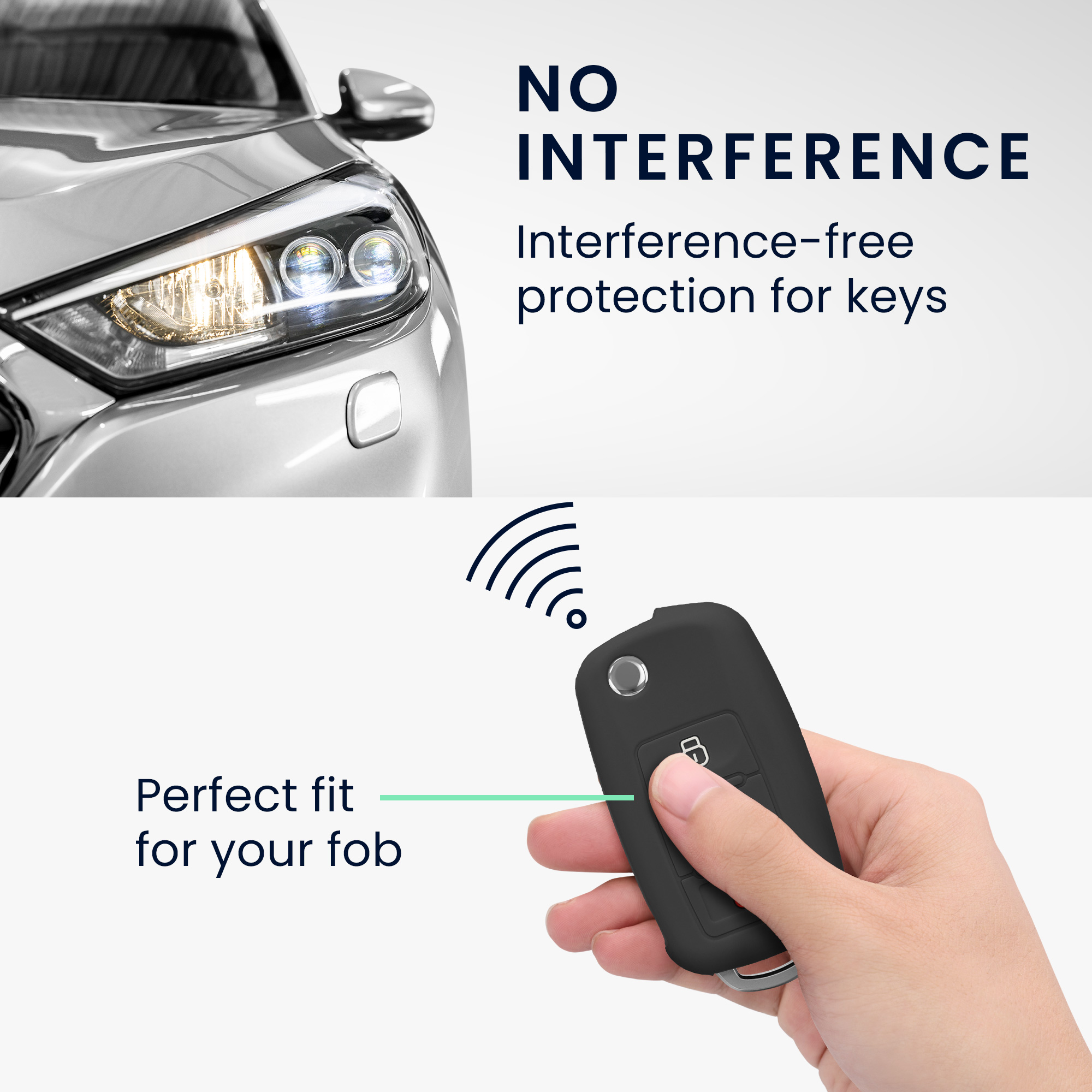 Pouzdro na klíč od auta kwmobile pro VW / Škoda / SEAT 3 tlačítkový klíč - matně černá