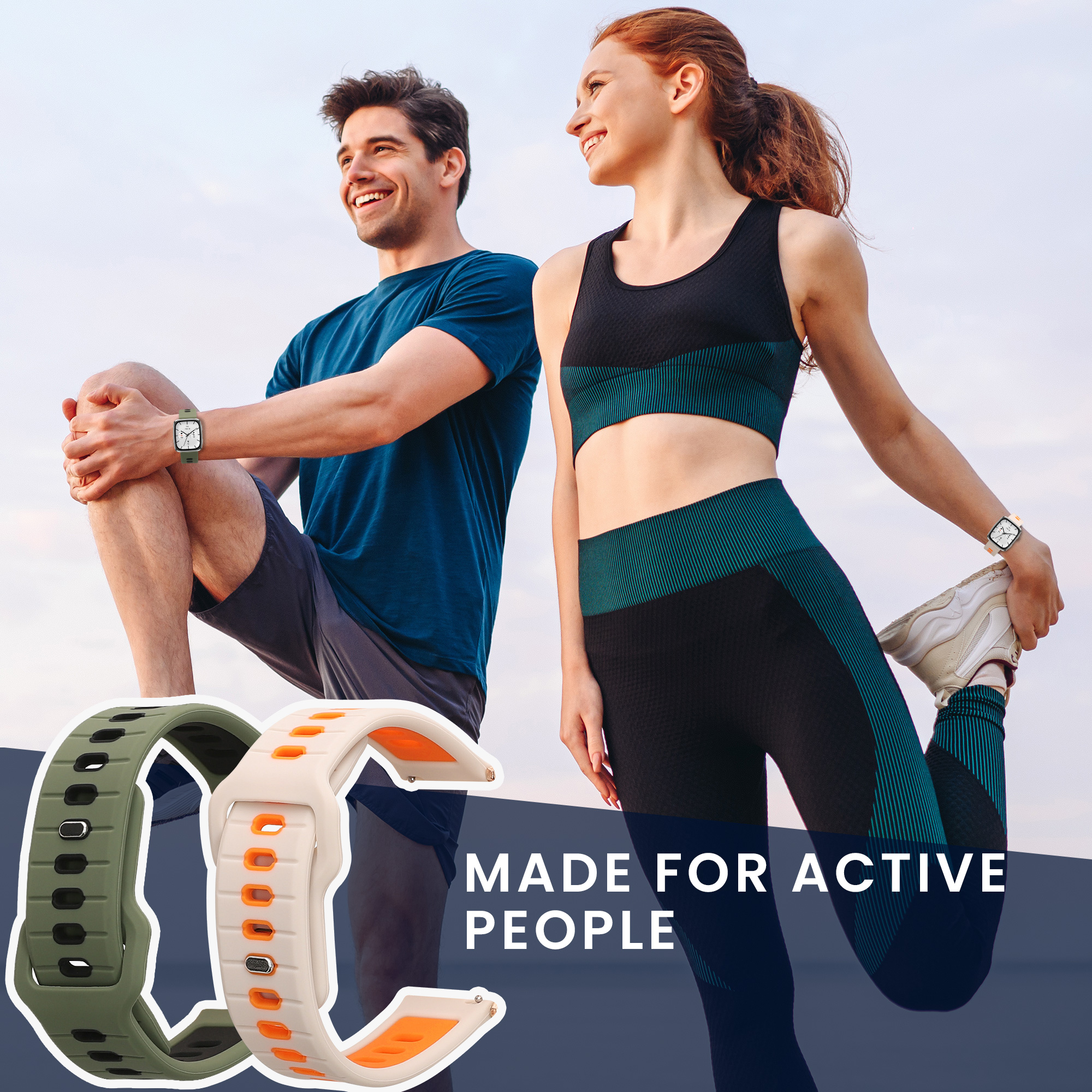 Řemínek 20mm Amazfit Active 2/2 Square/Active Edge/Bip 3/GTS... 20mm kwmobile TPU tmavě zelený/černý/bílý/oranžový