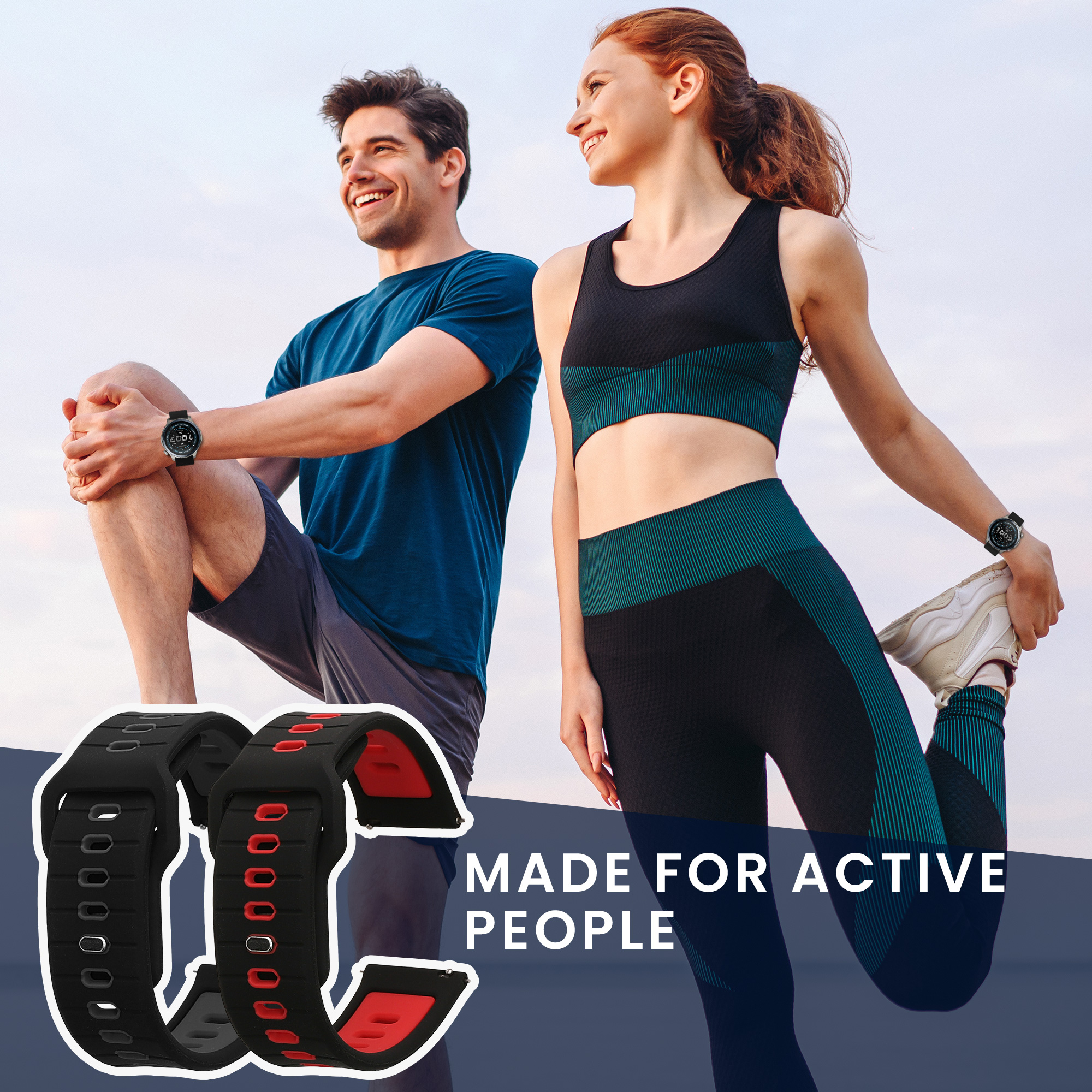 Řemínek 22mm Amazfit Bip 6/Bip 5 Unity/Bip 5/GTS 3/Balance 2... 22mm kwmobile TPU černý/šedý/černý/červený