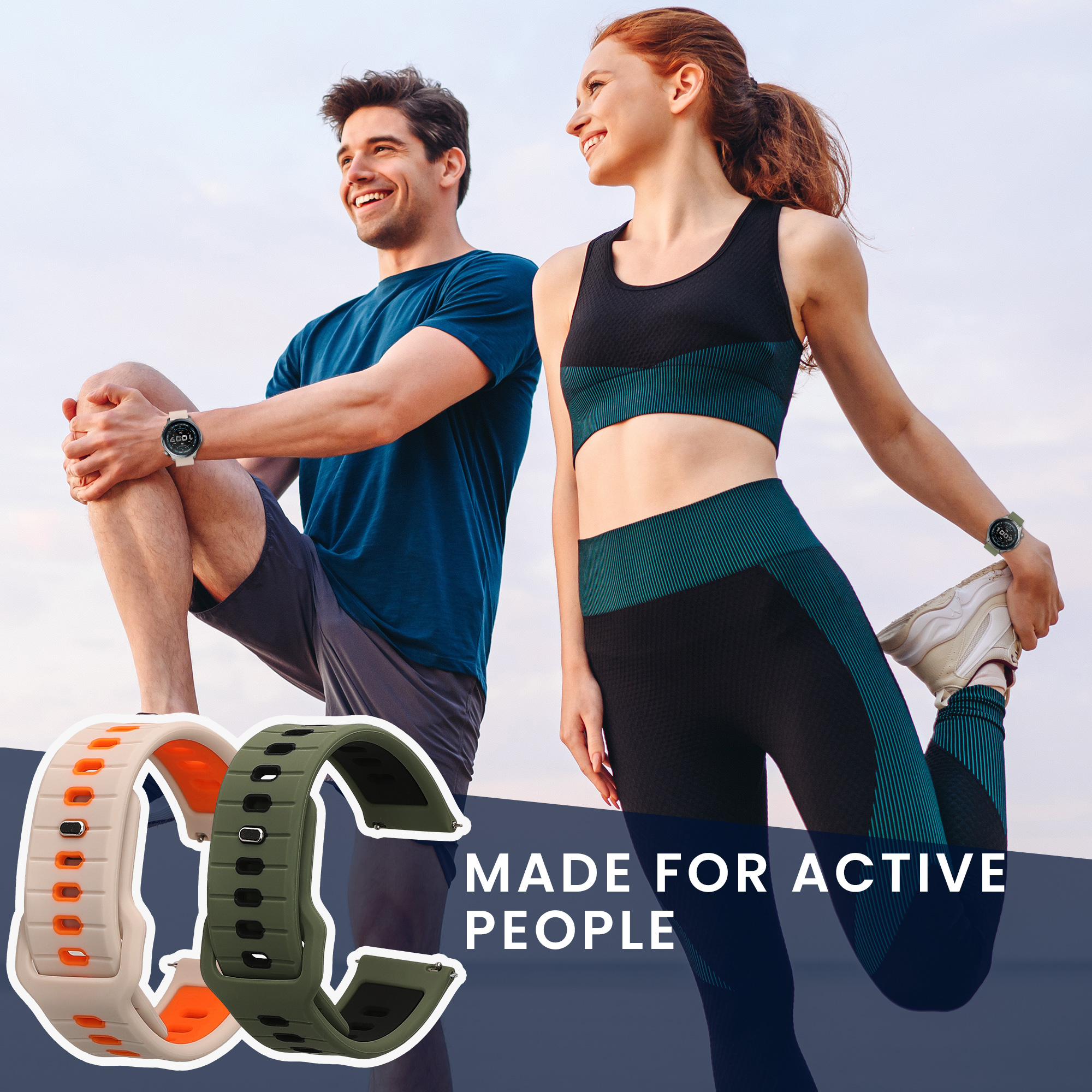 Řemínek 22mm Amazfit Bip 6/Bip 5 Unity/Bip 5/GTS 3/Balance 2... 22mm kwmobile TPU tmavě zelený/černý/bílý/oranžový