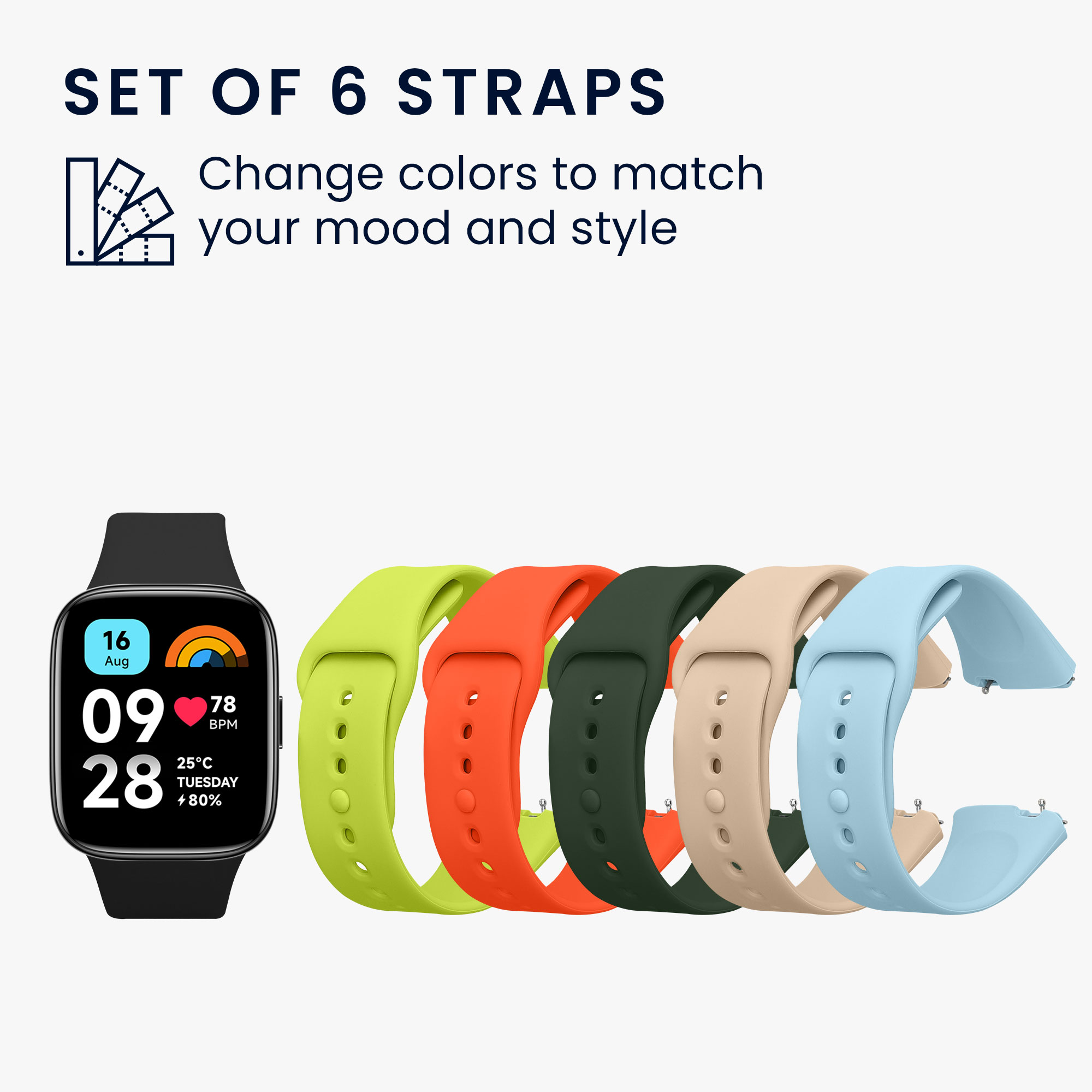 kwmobile řemínek k hodinkám Redmi Watch 3 Active - vícebarevná